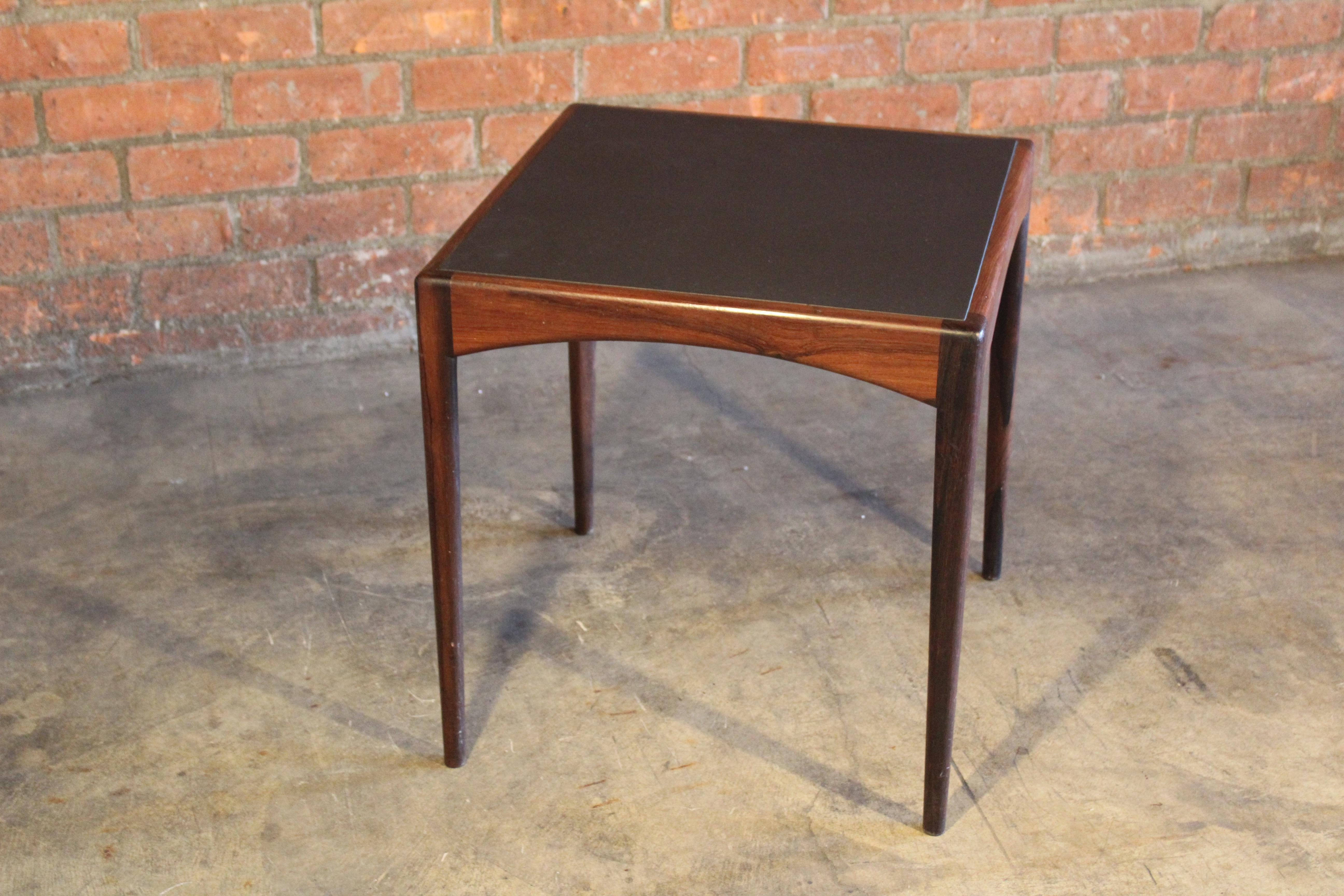 Rosewood Table with Leather Top, Denmark, 1950s 1