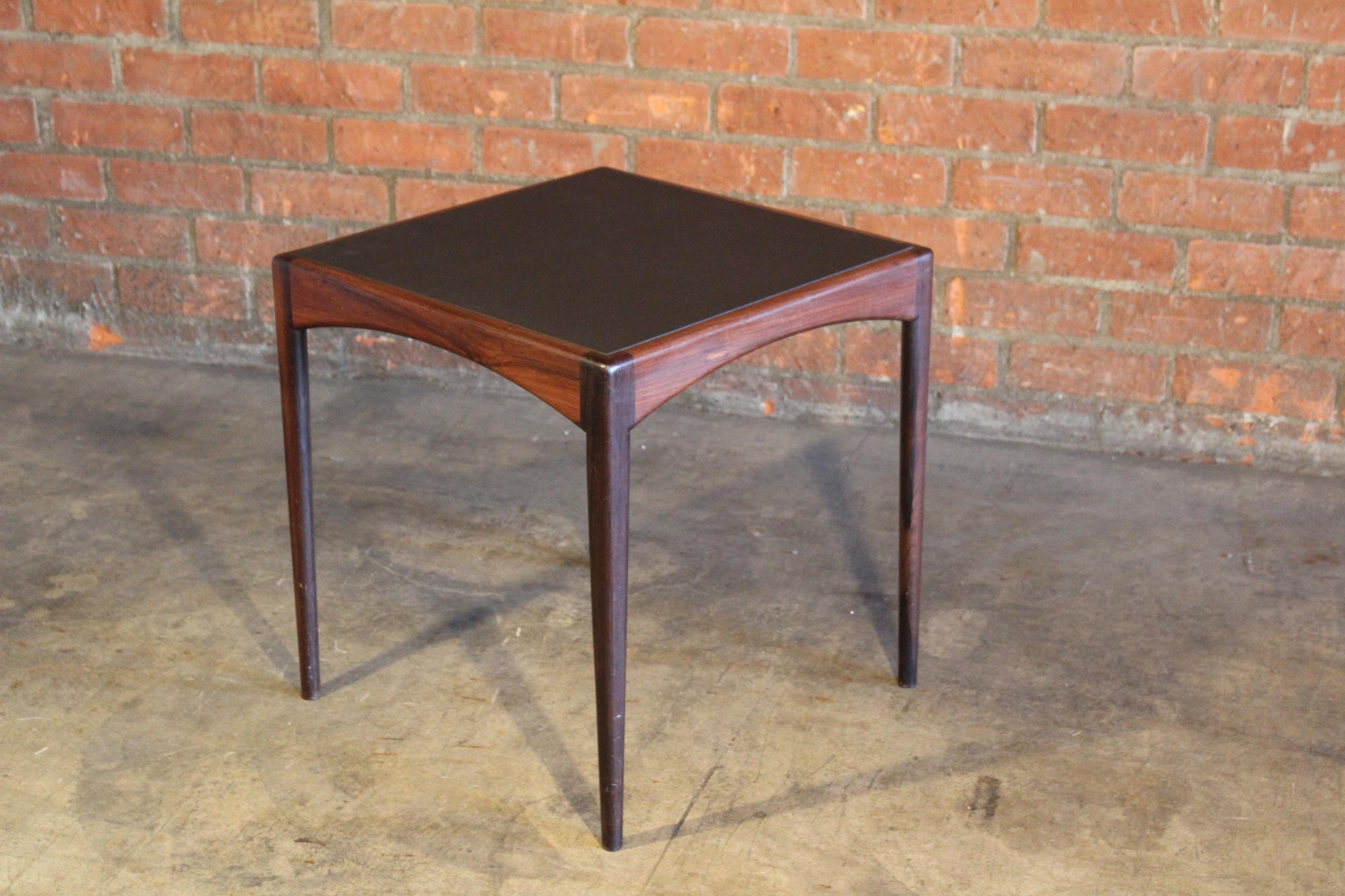 Rosewood Table with Leather Top, Denmark, 1950s 2