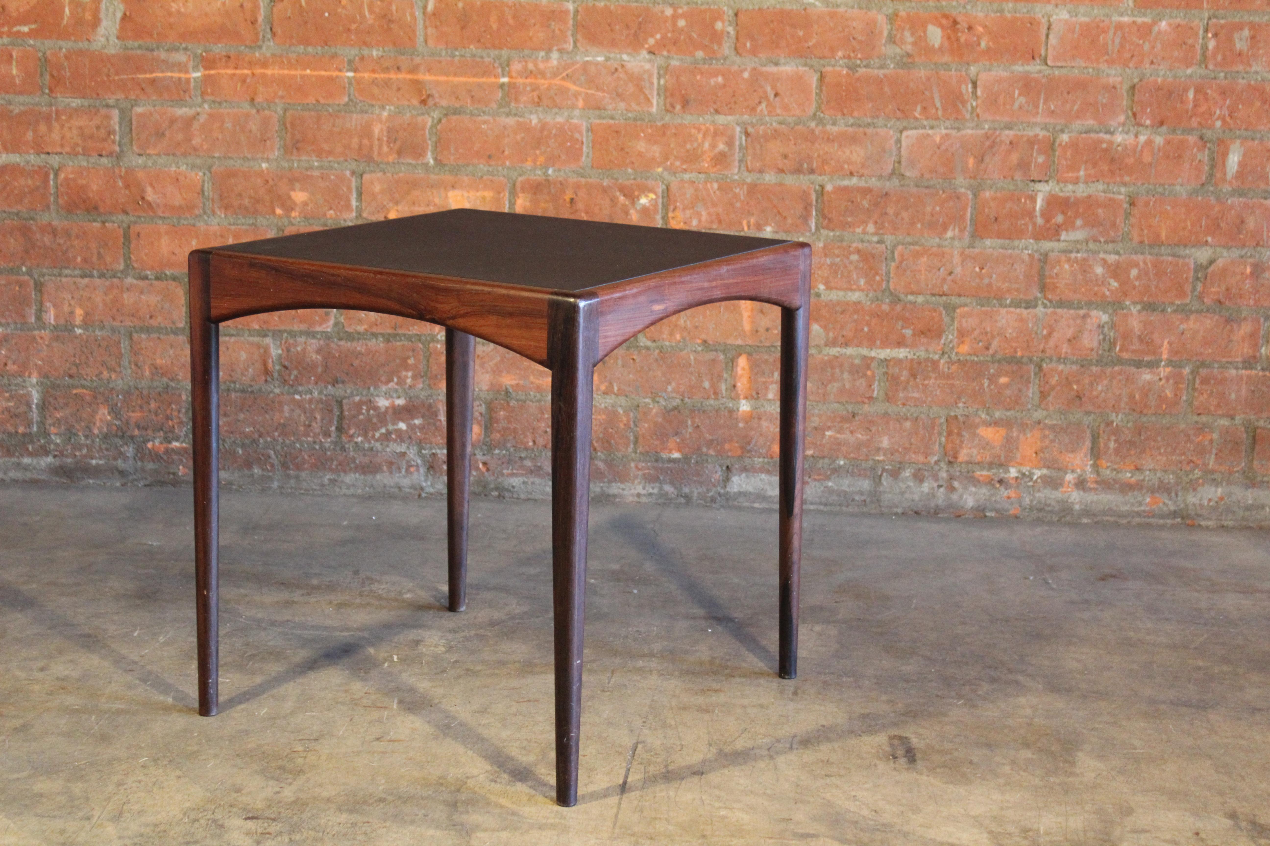Rosewood Table with Leather Top, Denmark, 1950s 3