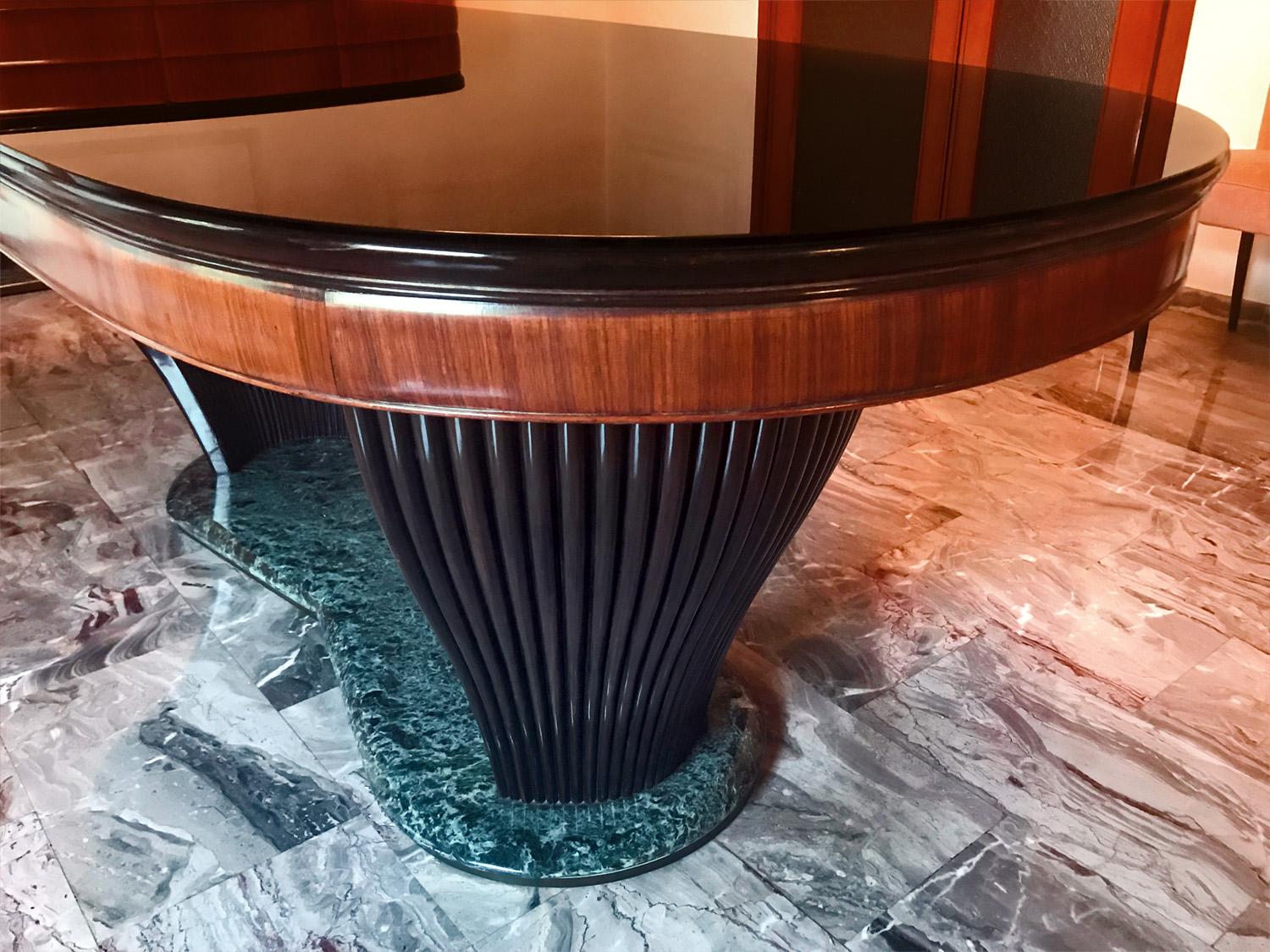 Mid-Century Modern Italian Mid-Century Dining Table with Black Opaline Top by Vittorio Dassi, 1950s
