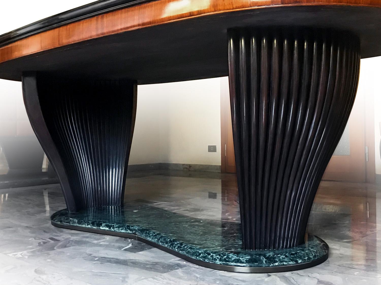 Mid-20th Century Italian Mid-Century Dining Table with Black Opaline Top by Vittorio Dassi, 1950s