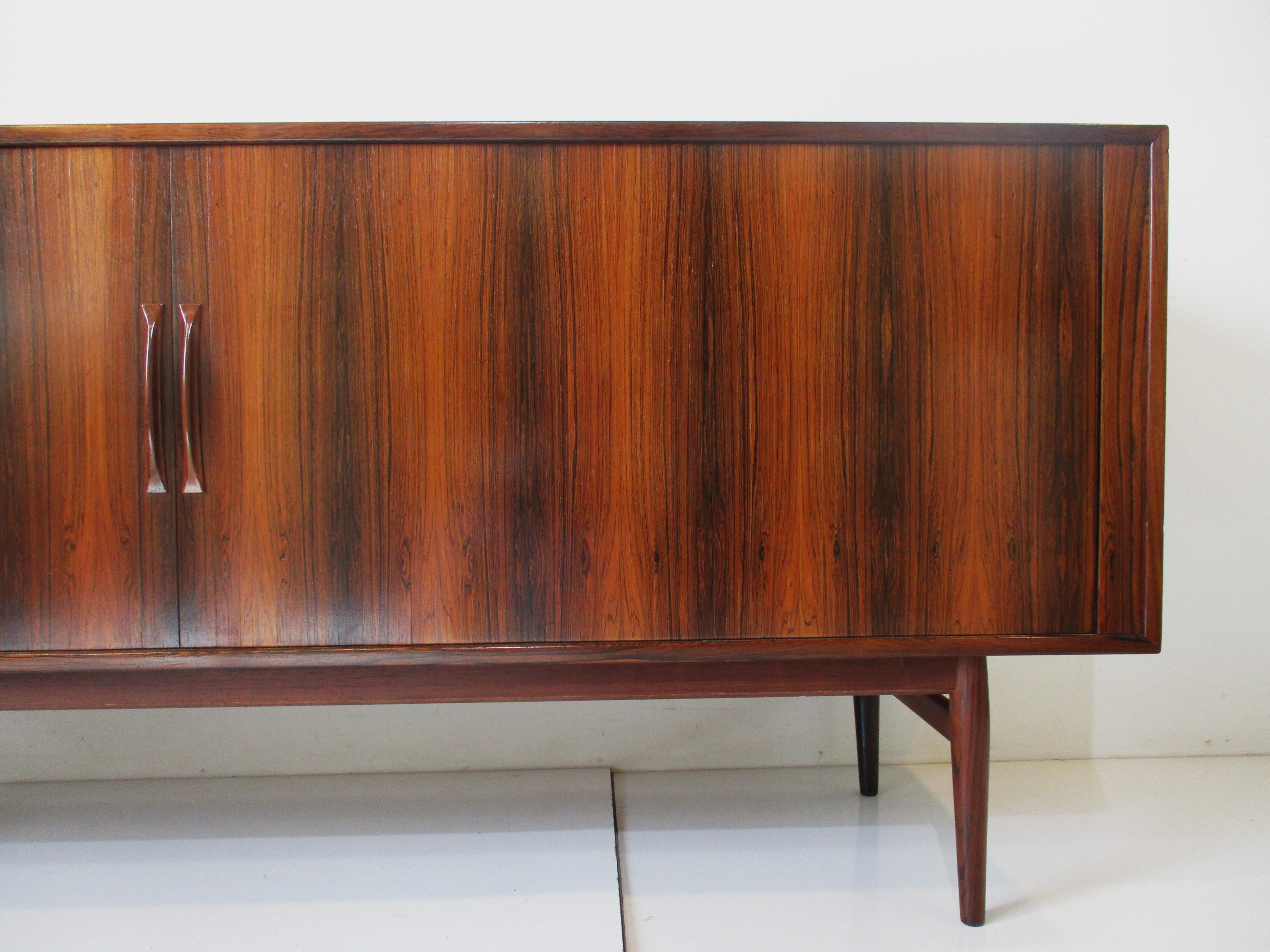 Danish Rosewood Tambour Door Credenza by Arne Vodder for Sibast Denmark