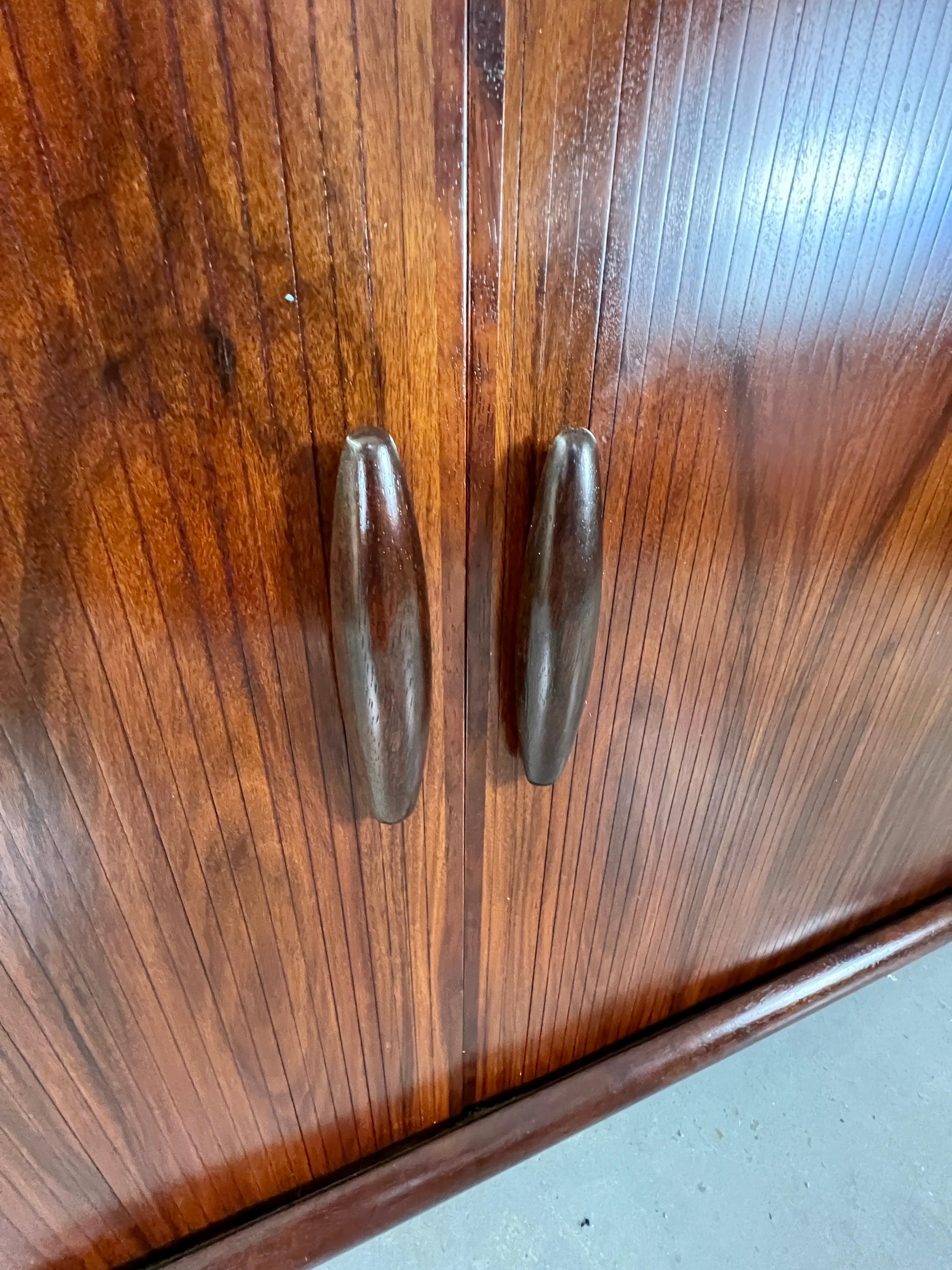 Rosewood Tambour Door Credenza by Dyrlund    For Sale 4