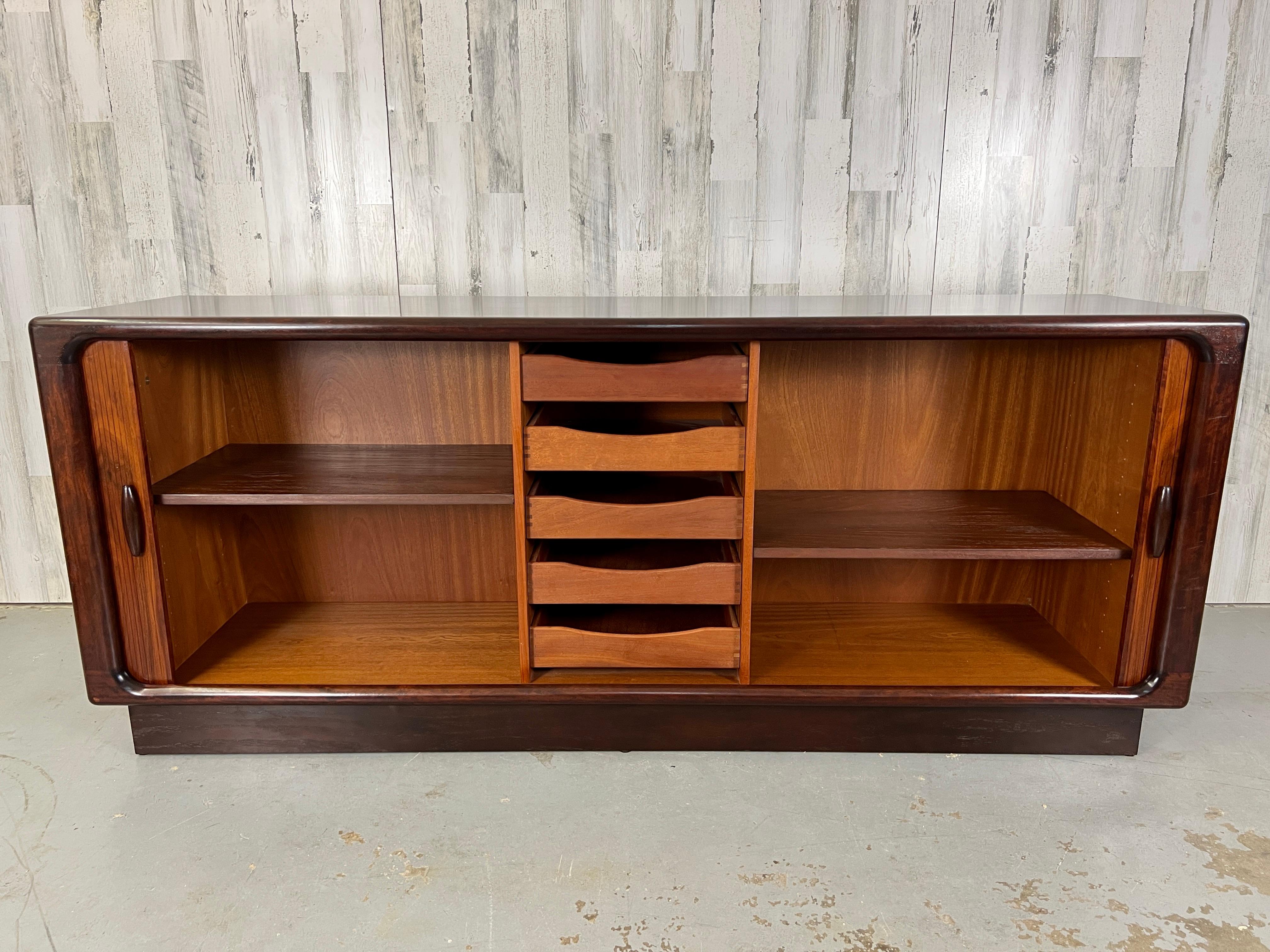 Rosewood Tambour Door Credenza by Dyrlund    In Good Condition For Sale In Denton, TX