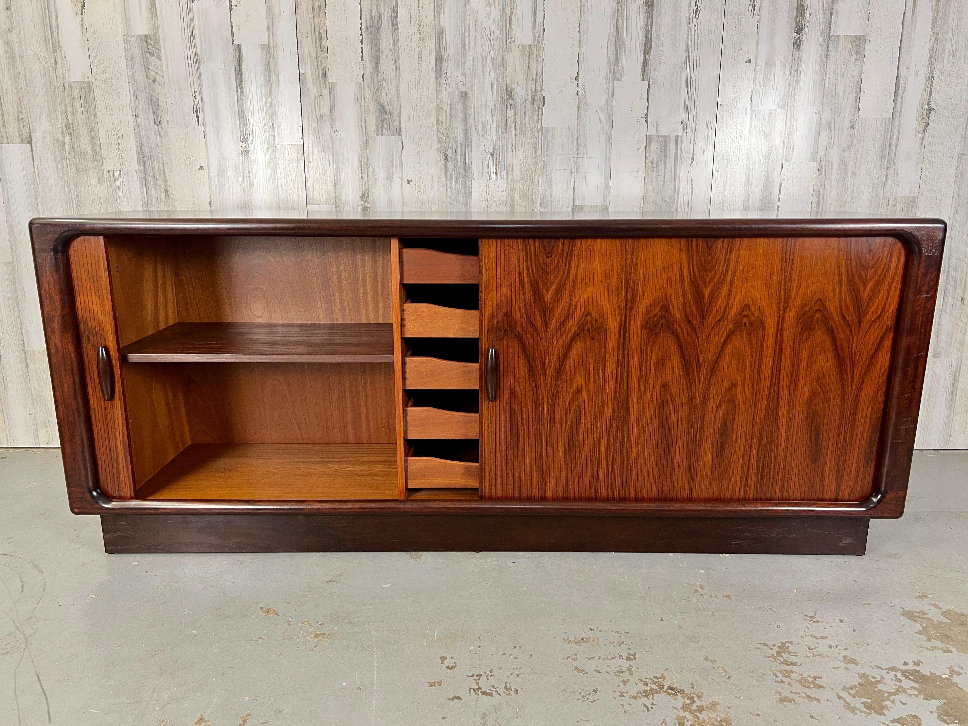 Rosewood Tambour Door Credenza by Dyrlund    In Good Condition For Sale In Denton, TX