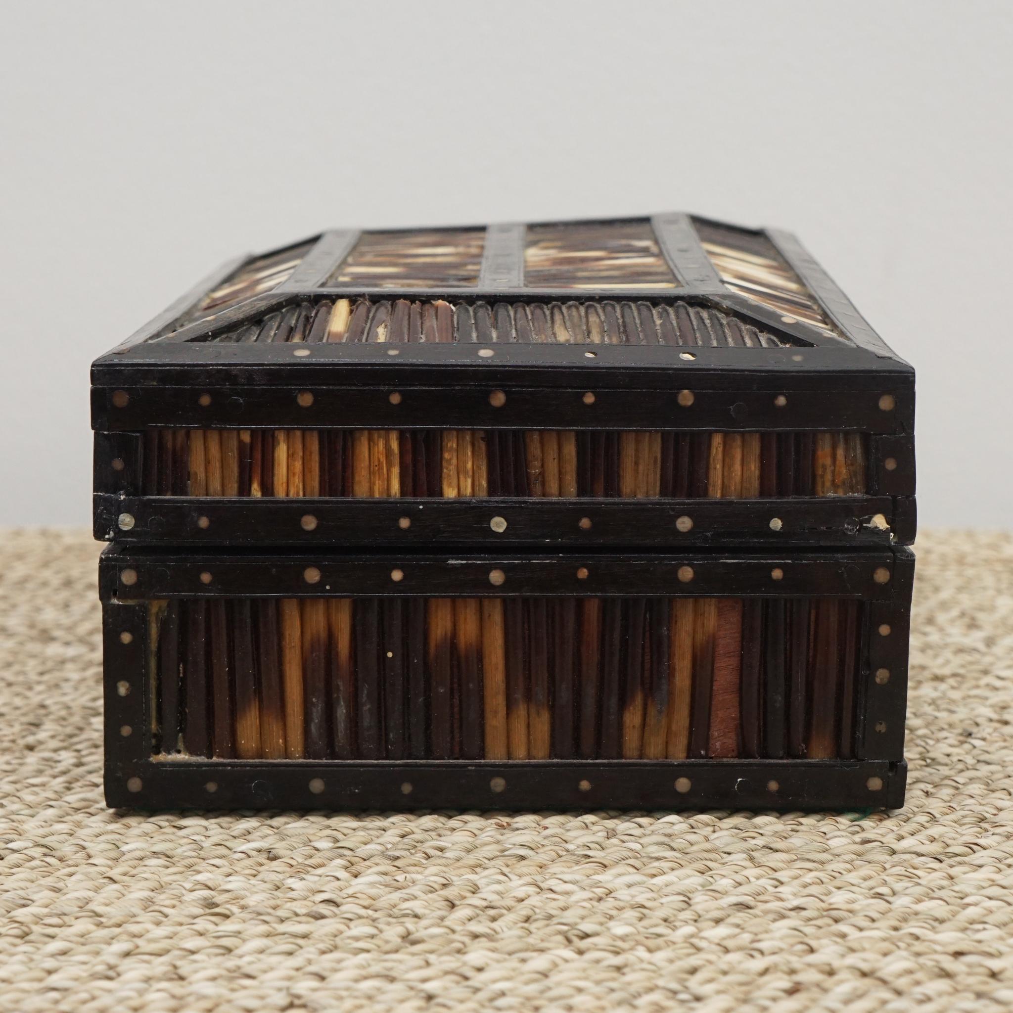 Rosewood Tea Caddy with Ebony, Ivory and Porcupine Quill Detailing For Sale 1