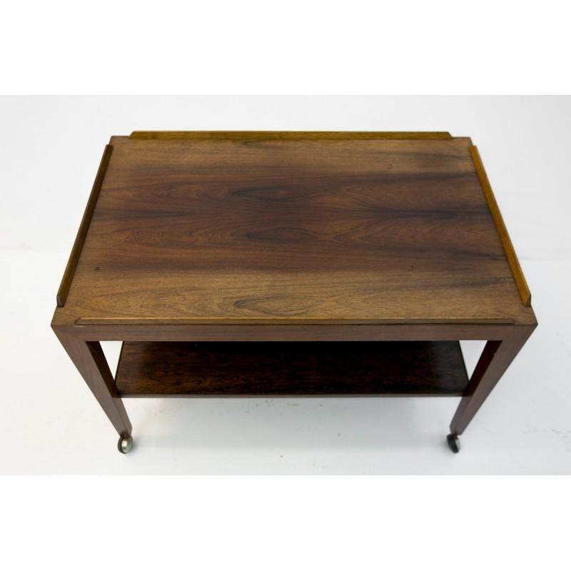 Rosewood tea trolley / dry bar was made in Denmark, circa 1960s. Made of fine rosewood. Preserved in very good condition.
