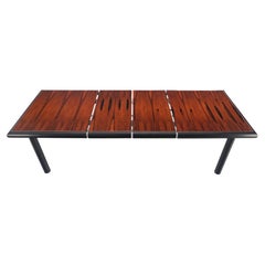 Plateau en bois de rose Base en laque noire Pieds massifs en forme de cylindre Table de salle à manger MINT !