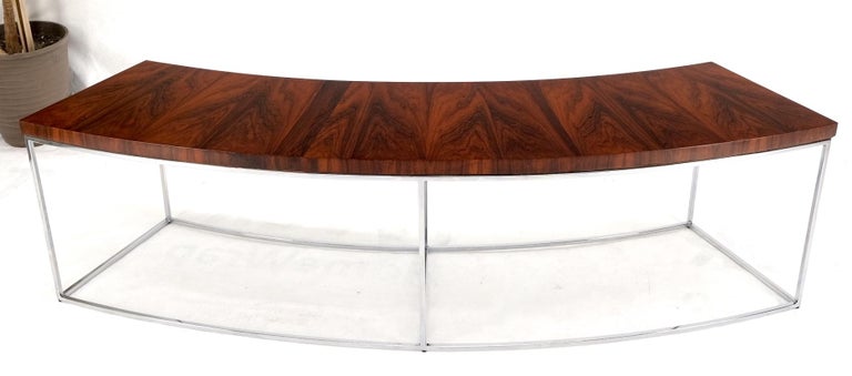 Rosewood Top Chrome Base Curved Shape Milo Baughman Coffee Table For Sale 7