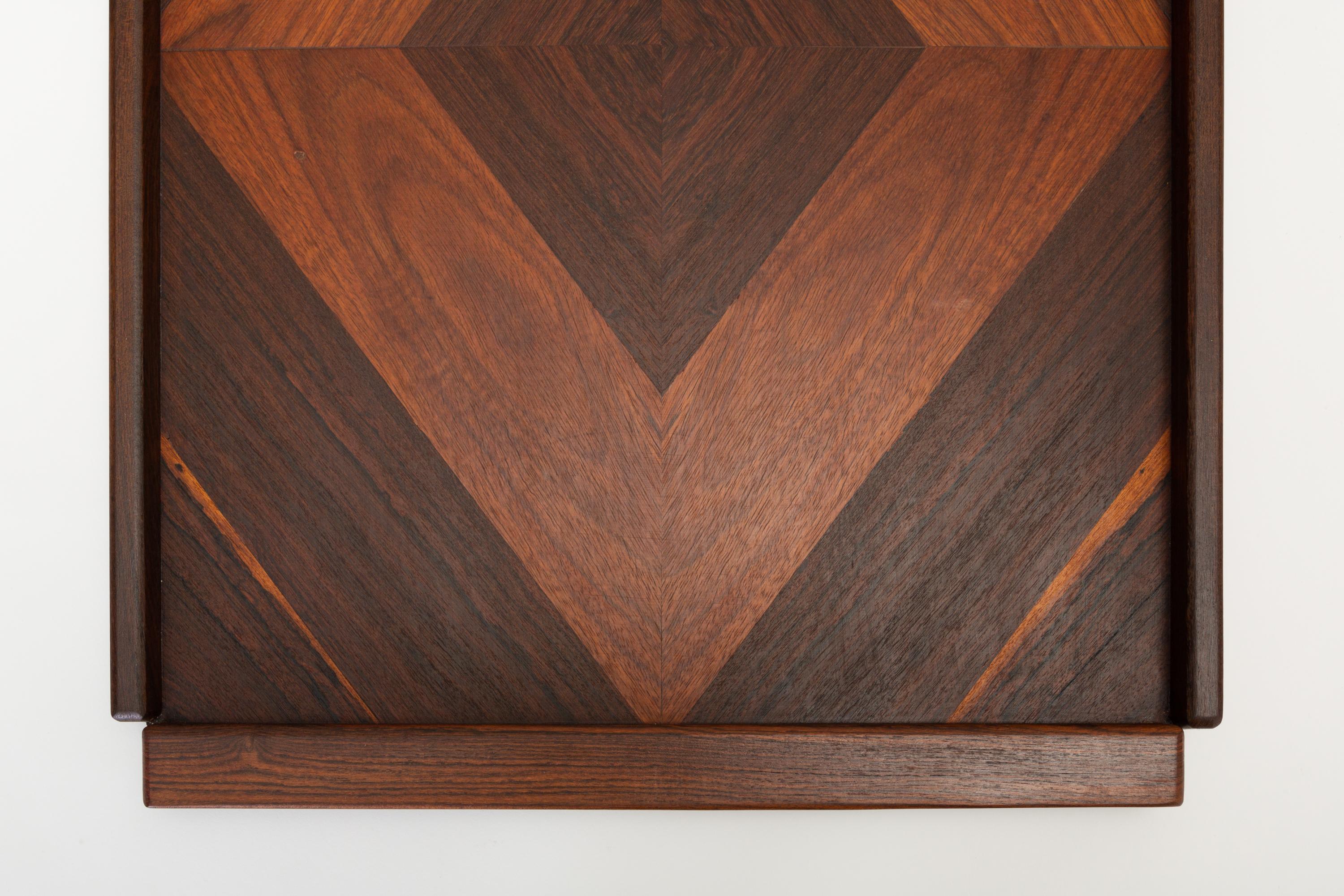 Marquetry Rosewood Tray with Diamond Motif by Don Shoemaker for Señal