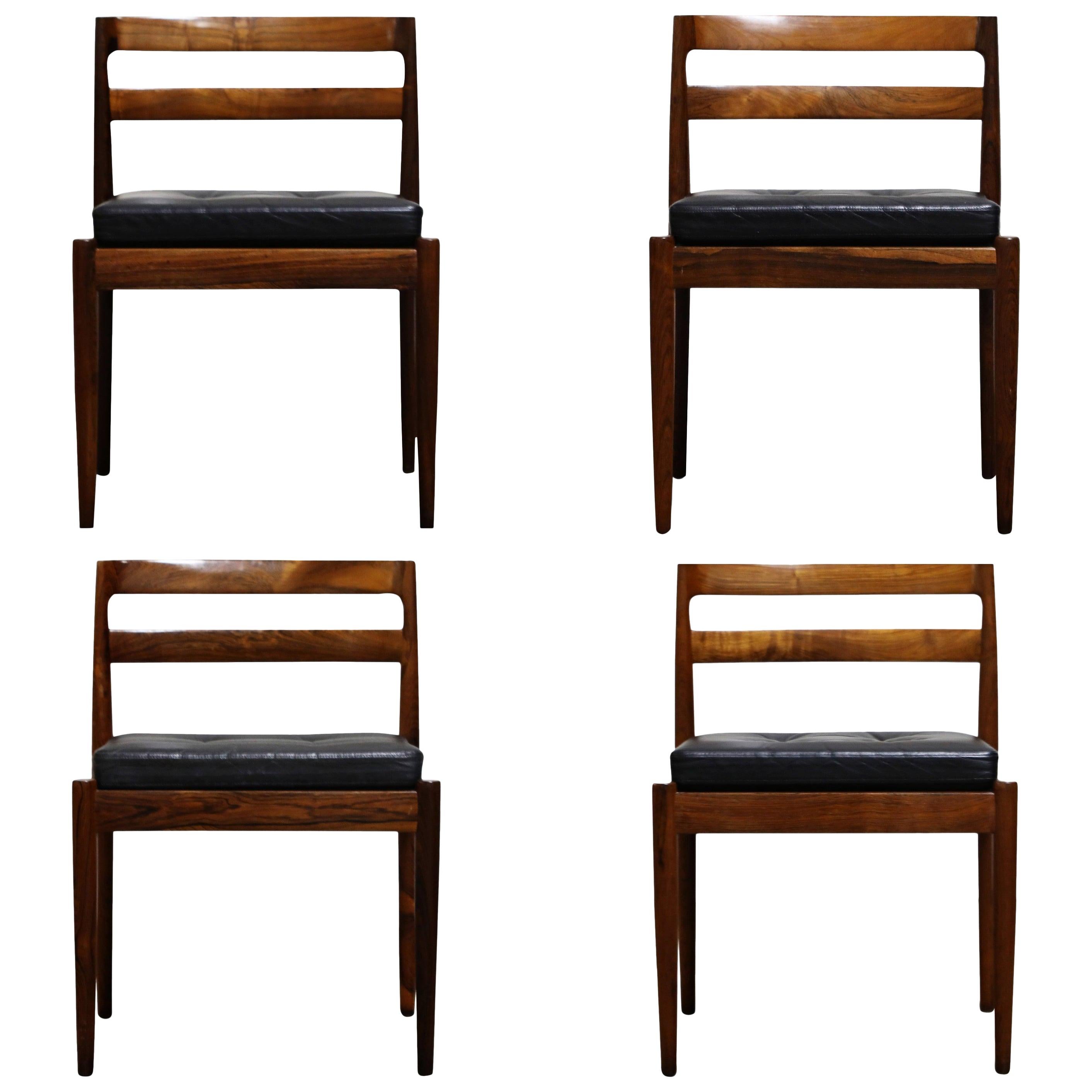 Rosewood "Universe" Chairs by Kai Kristiansen for Magnus Olesen, Signed Set of 4
