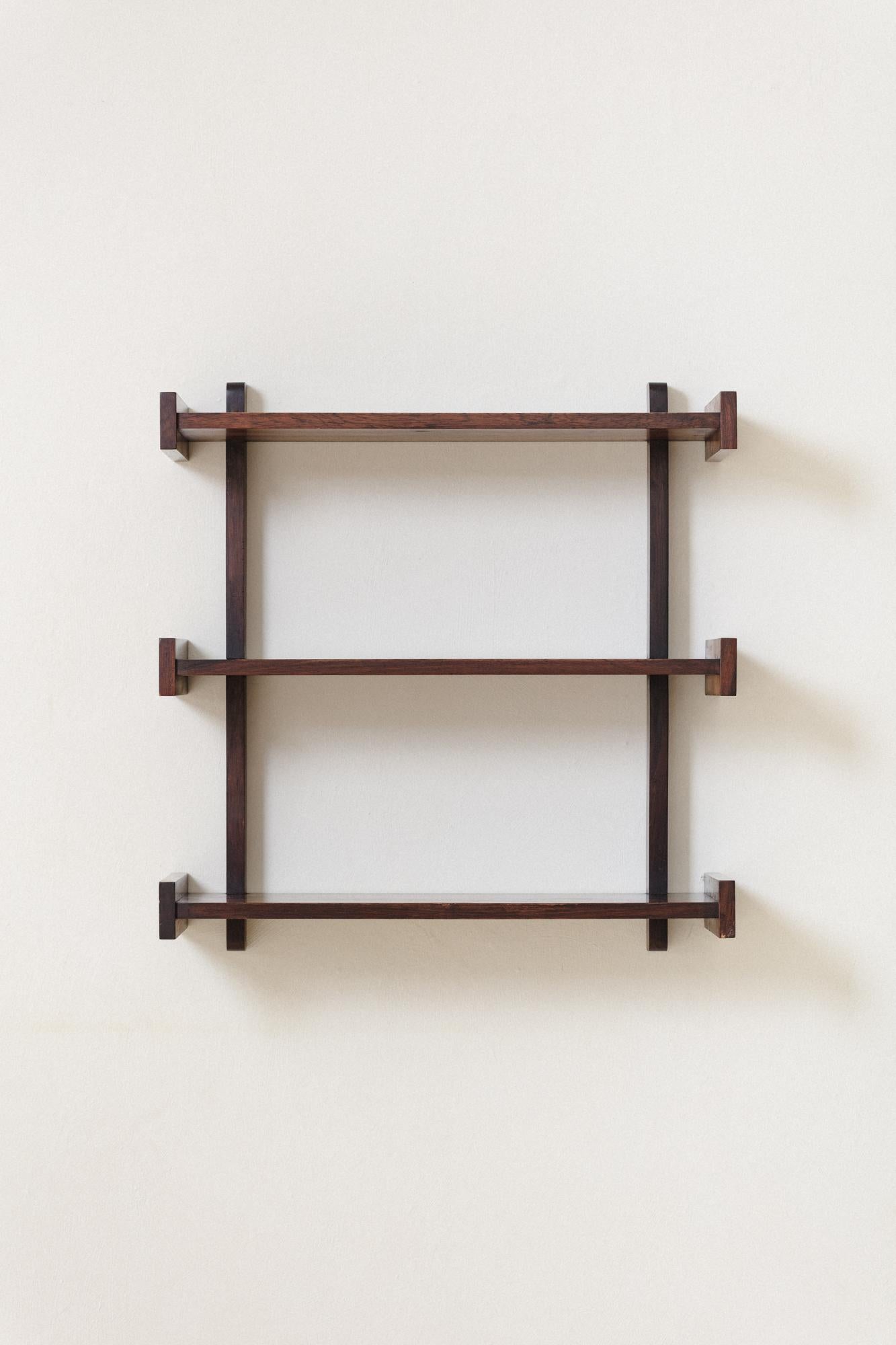 Rosewood Wall Bookshelf by Celina Decorações, Brazilian Mid-Century, 1960s For Sale 1