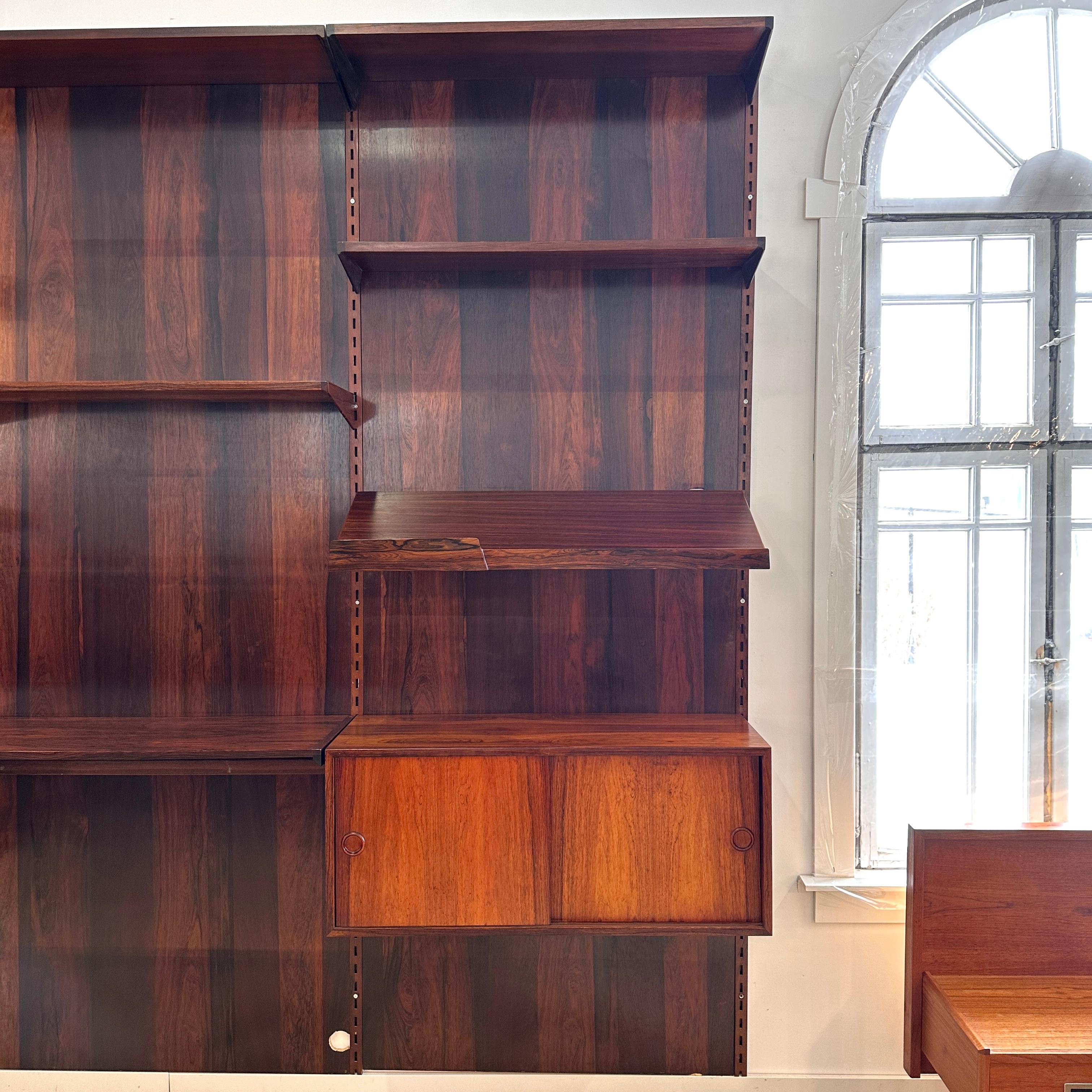Rosewood Wall Unit by Kai Kristiansen for FM Møbler, 1960s In Good Condition In Puslinch, ON