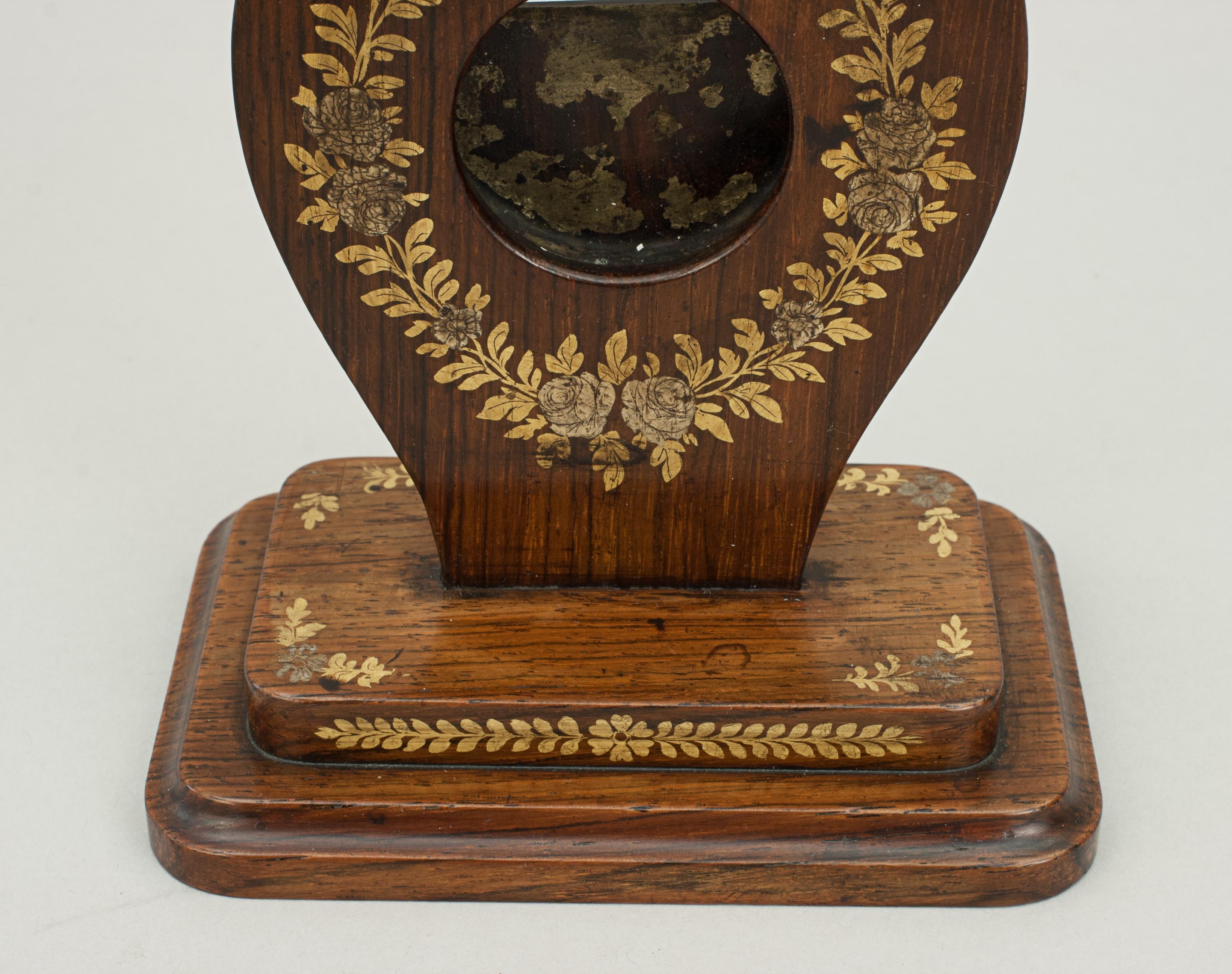 Rosewood Watch Holder, Small Pocket Watch Stand with Applied Decoration In Good Condition For Sale In Oxfordshire, GB