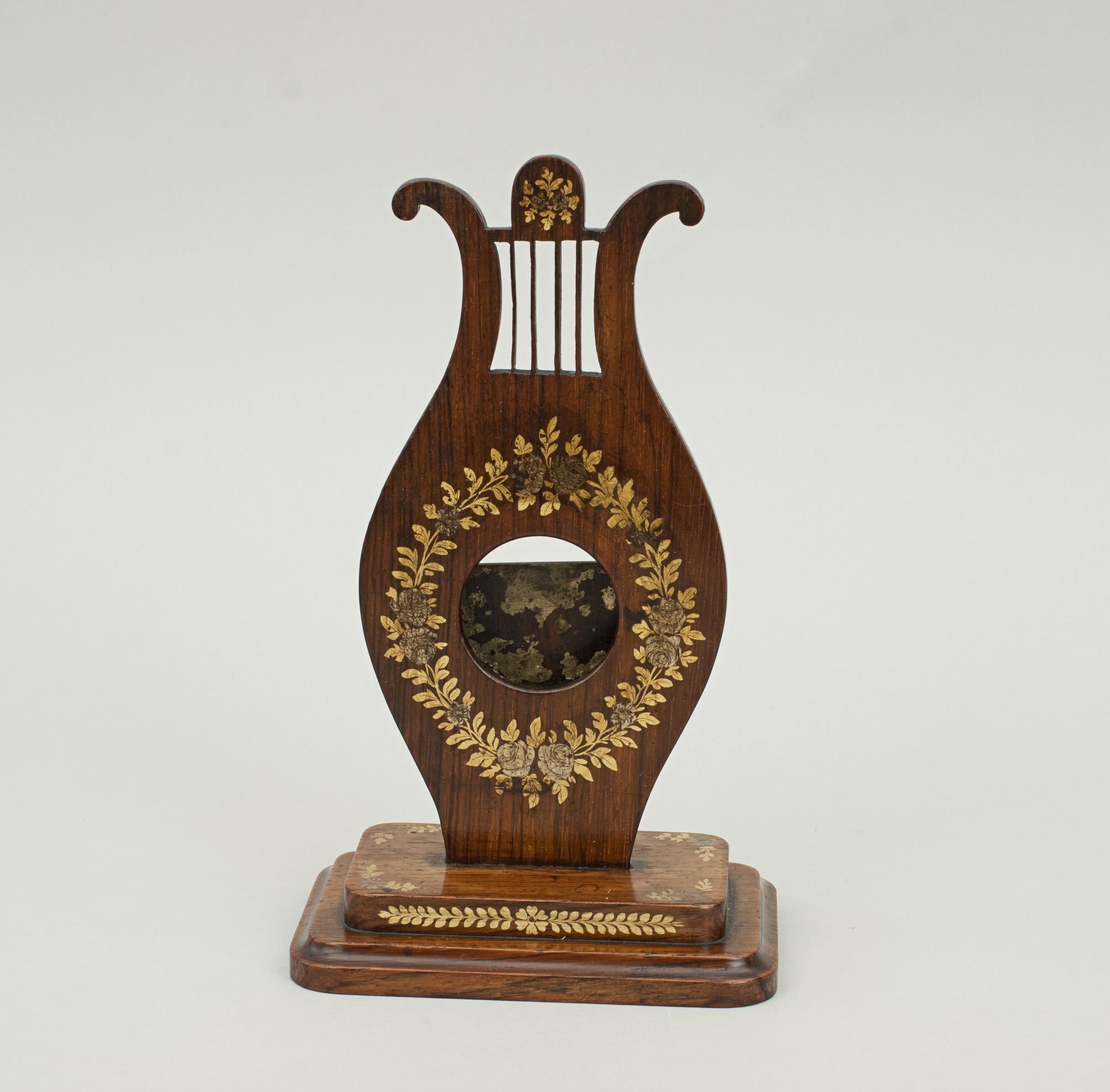 Wood Rosewood Watch Holder, Small Pocket Watch Stand with Applied Decoration For Sale