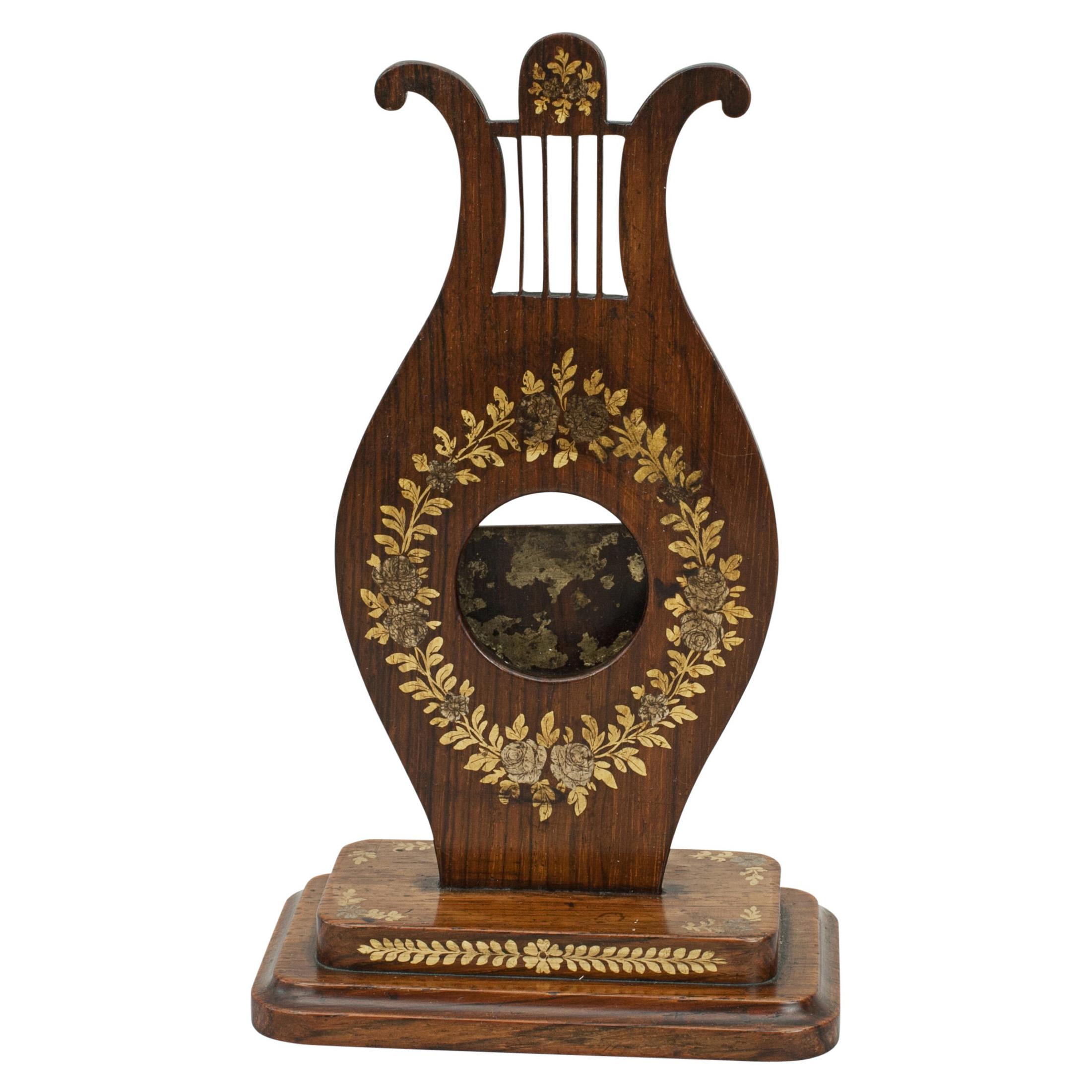 Rosewood Watch Holder, Small Pocket Watch Stand with Applied Decoration For Sale