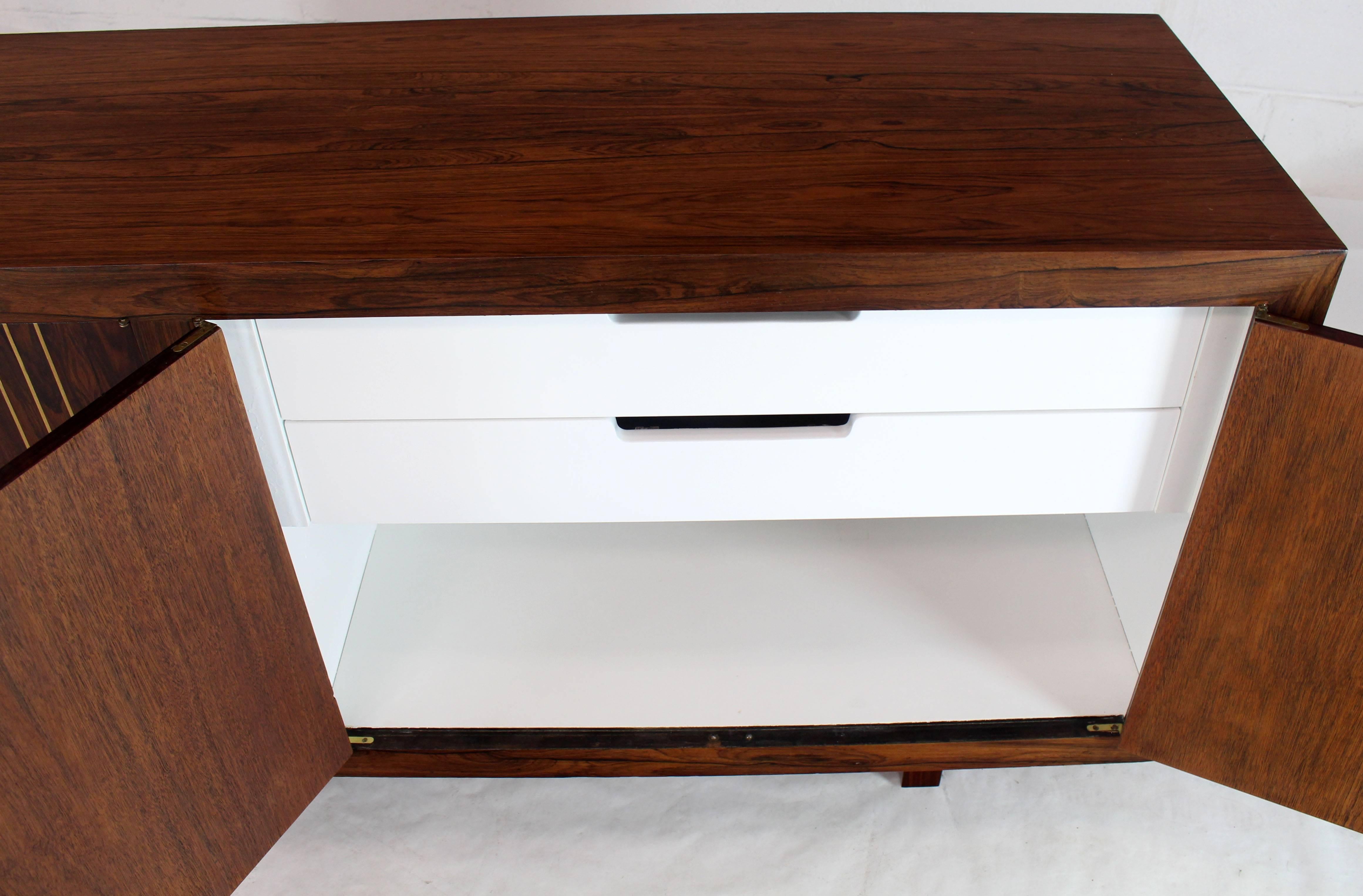 Rosewood with Brass Inlay Midcentury Long Credenza Server 5