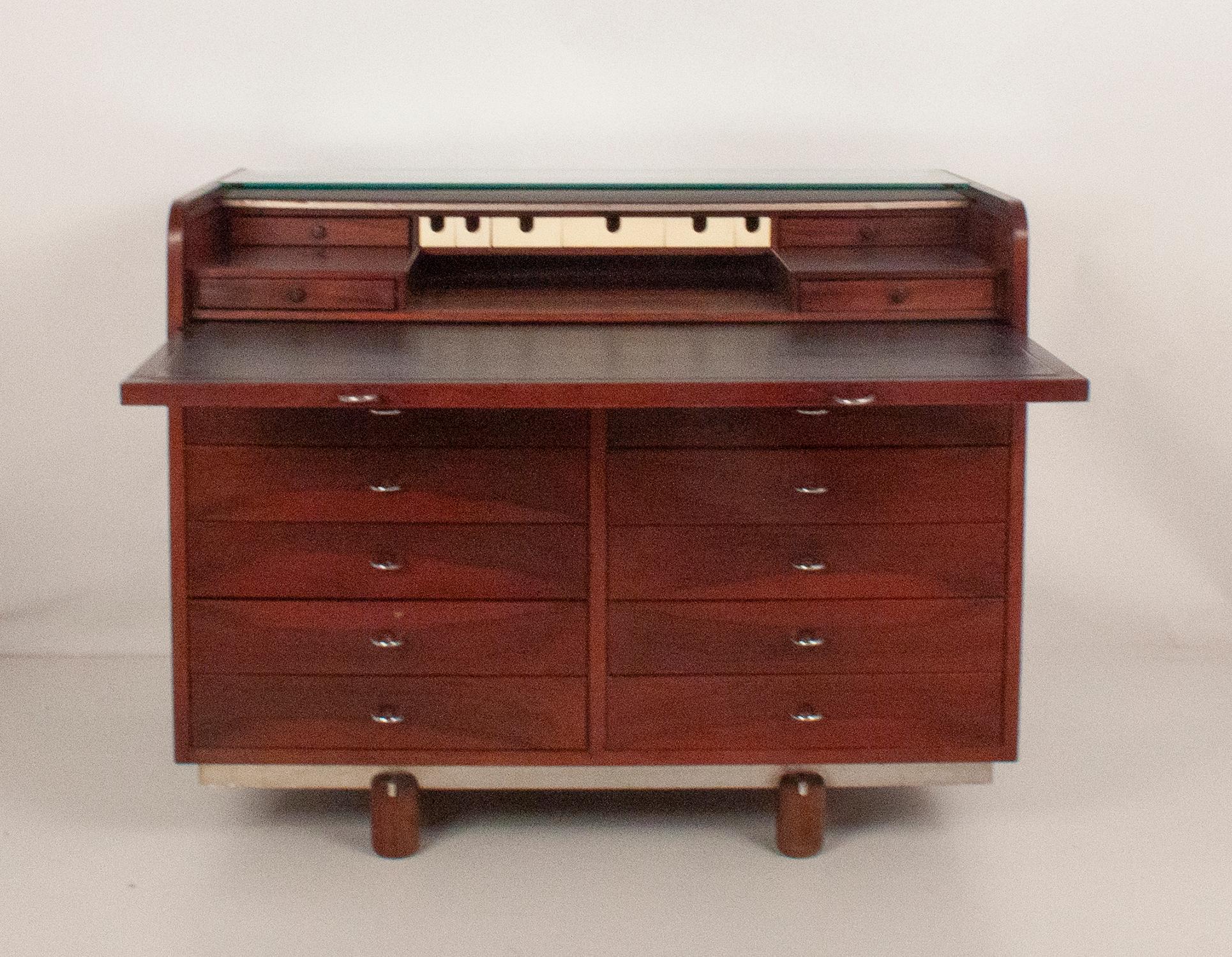 Mid-Century Modern Hardwood Writing Desk Designed in 1960's by Gianfranco Frattini for Bernini