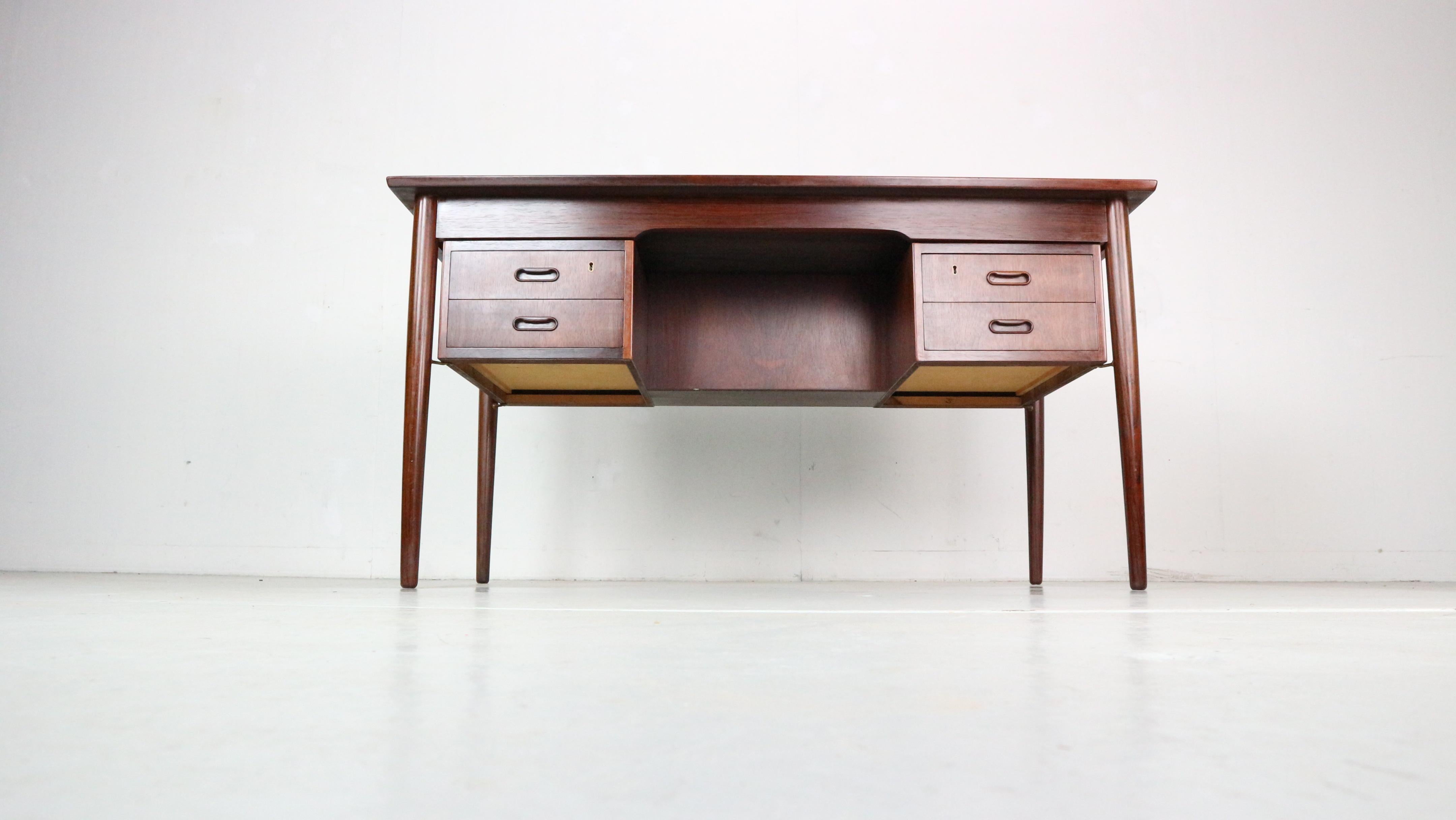 Scandinavian Modern Rosewood Writing Desk with Bookshelf, Danish Design For Sale