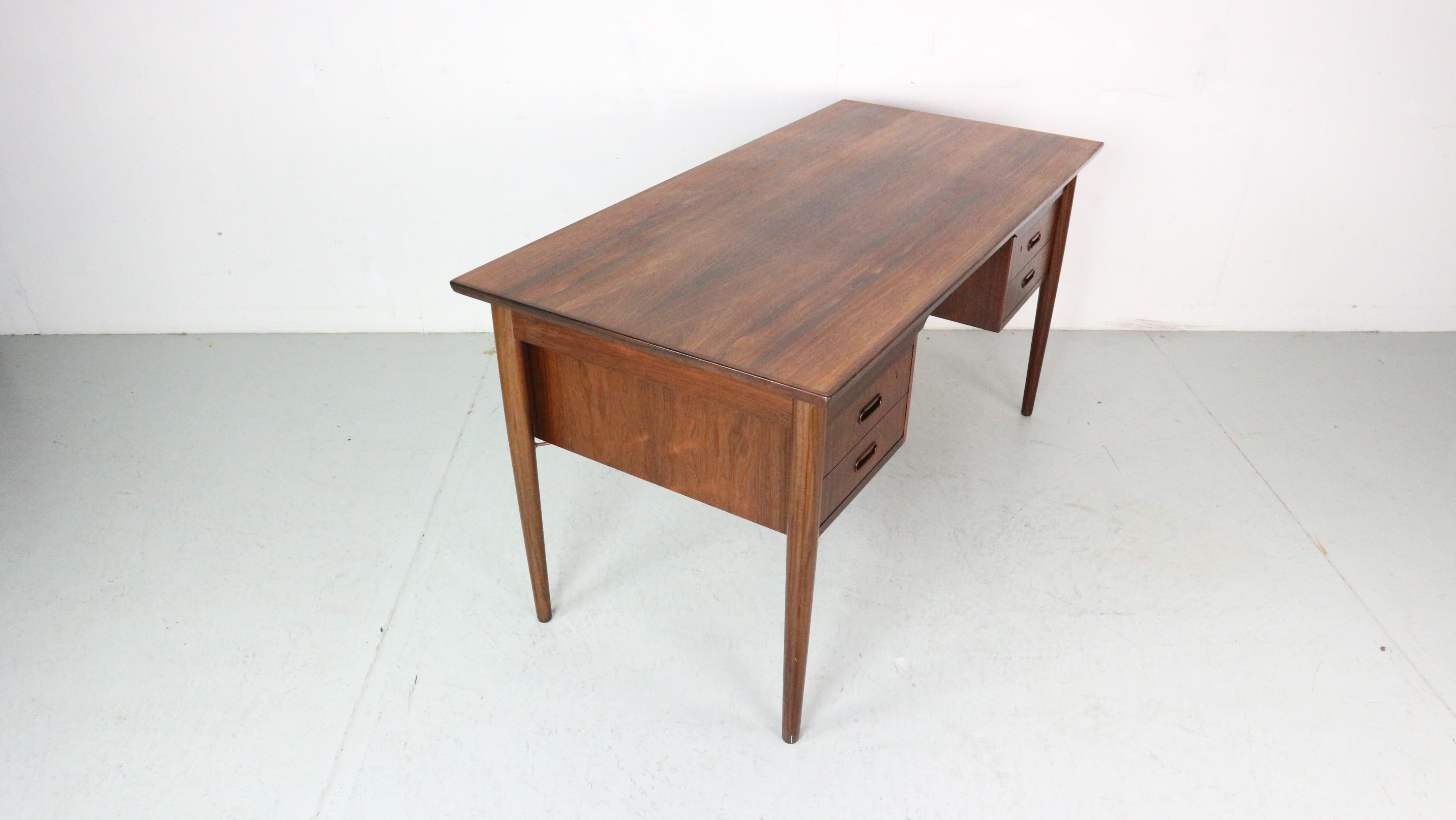 Mid-20th Century Rosewood Writing Desk with Bookshelf, Danish Design