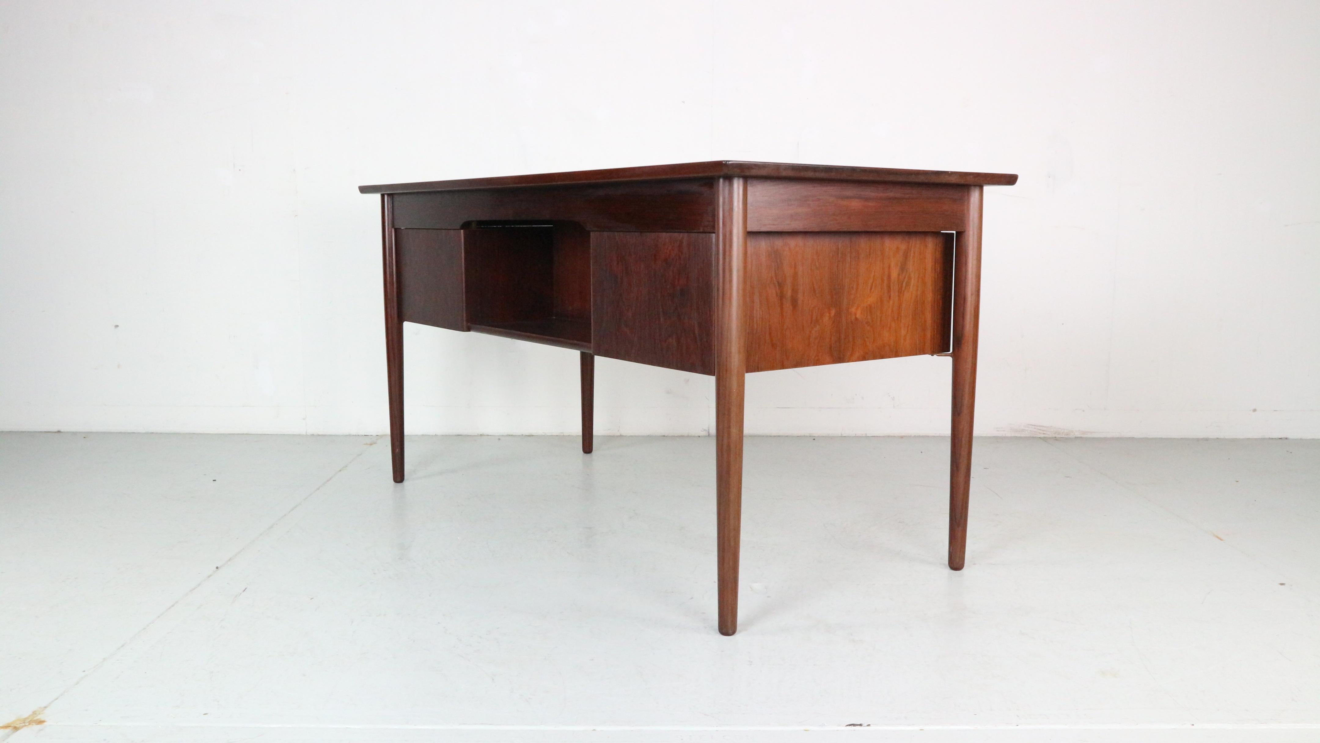 Rosewood Writing Desk with Bookshelf, Danish Design For Sale 3