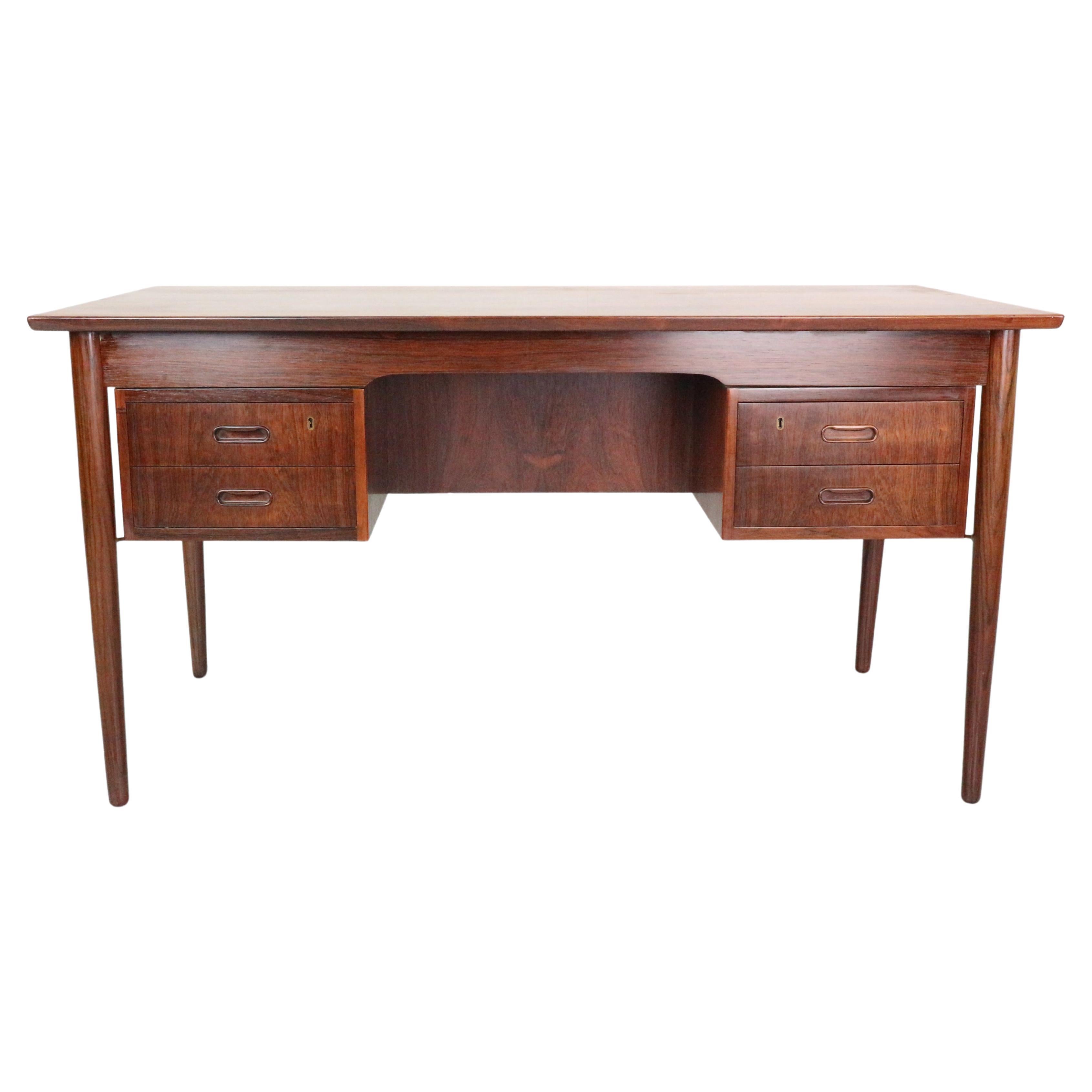Rosewood Writing Desk with Bookshelf, Danish Design For Sale