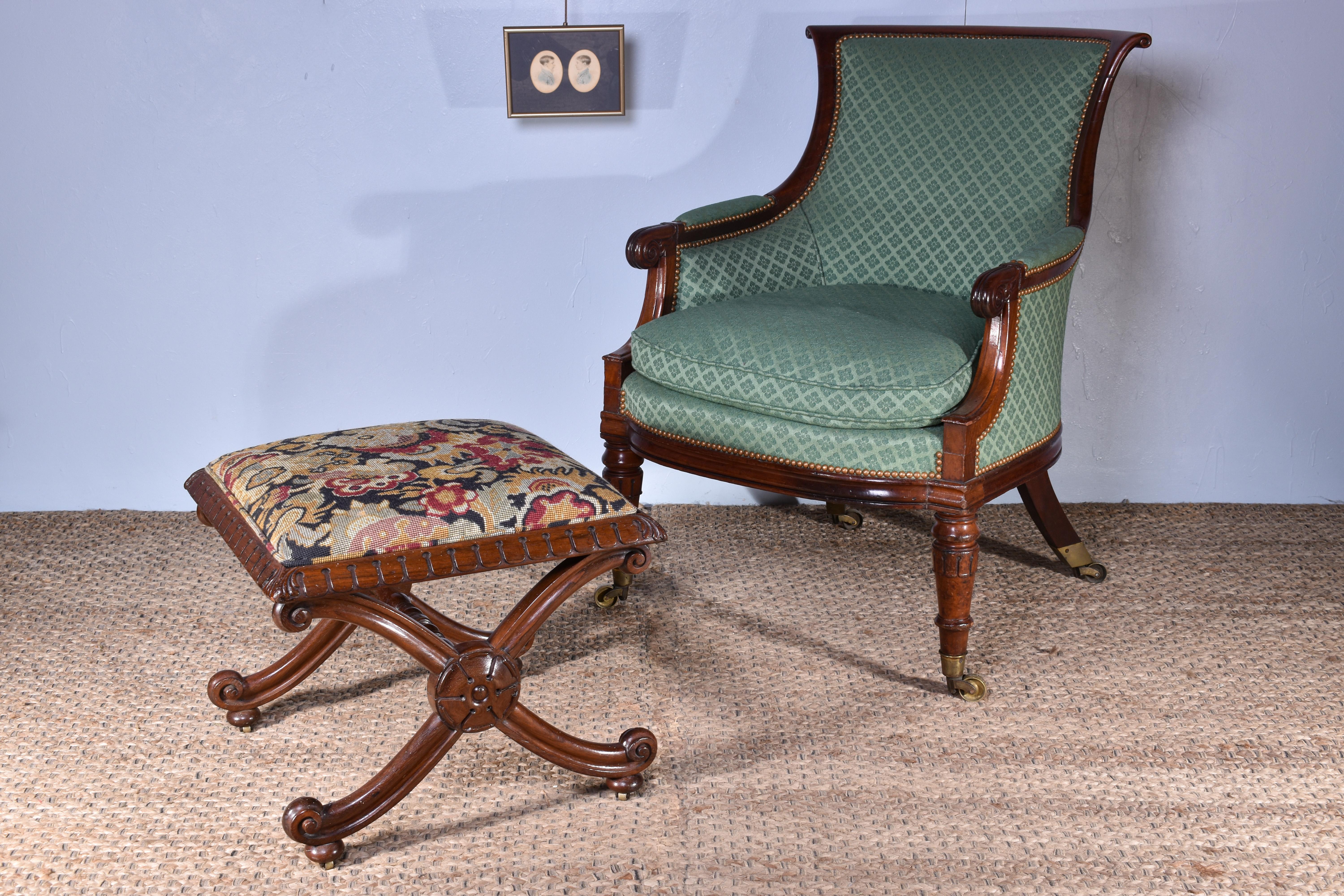 Rosewood X-Frame Stool For Sale 2