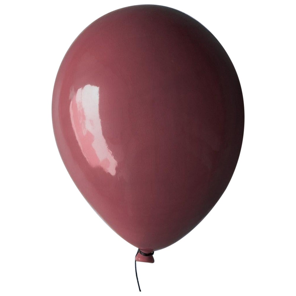 Rosey glossy ceramic balloon sculpture handmade for wall, ceiling installation