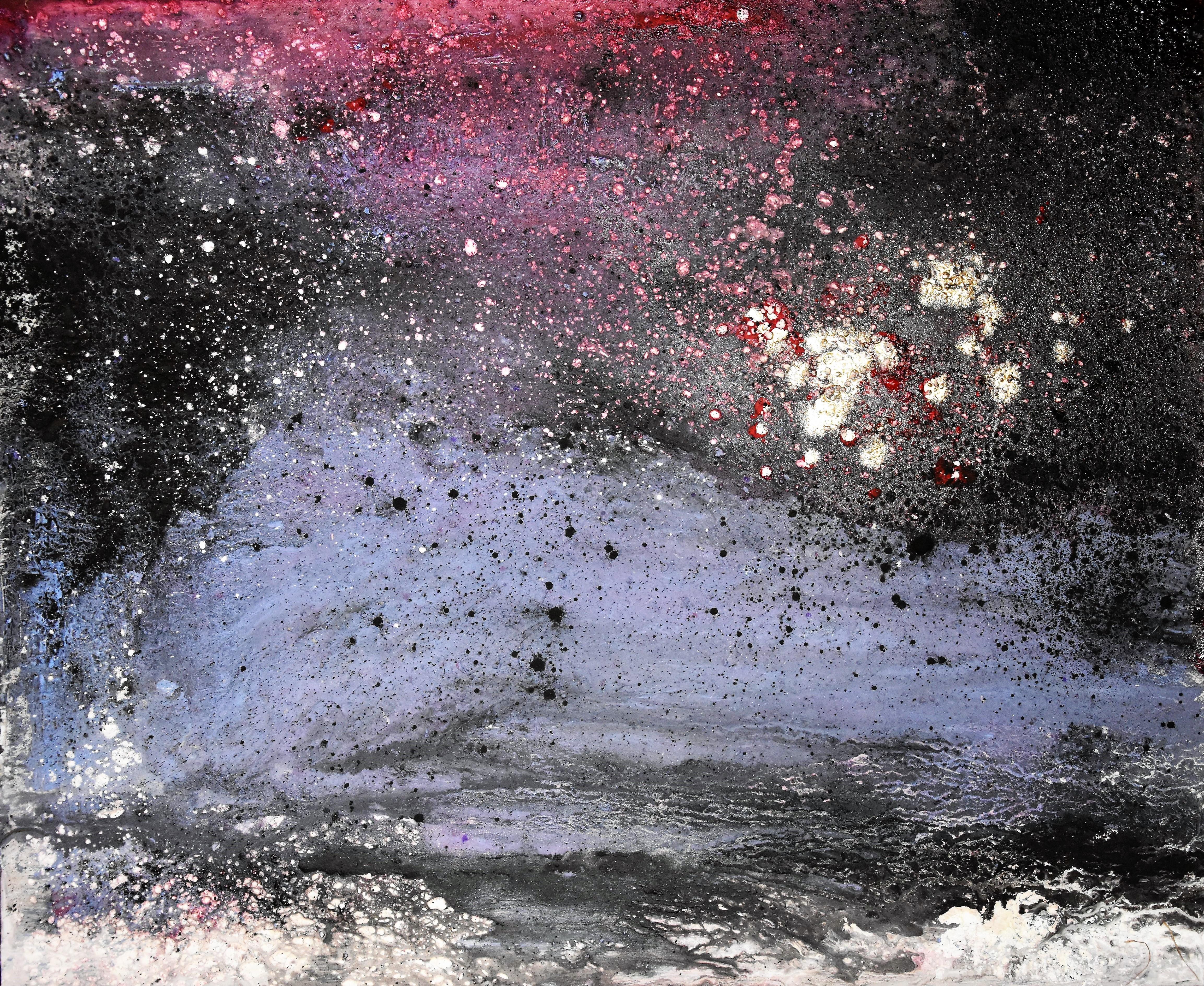 ROSHAN Abstract Painting - Roshan  Lunar Ocean  Landscape original contemporary mixed media painting