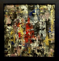 Roshan 8 Square CITY. original contemporary mixed media painting