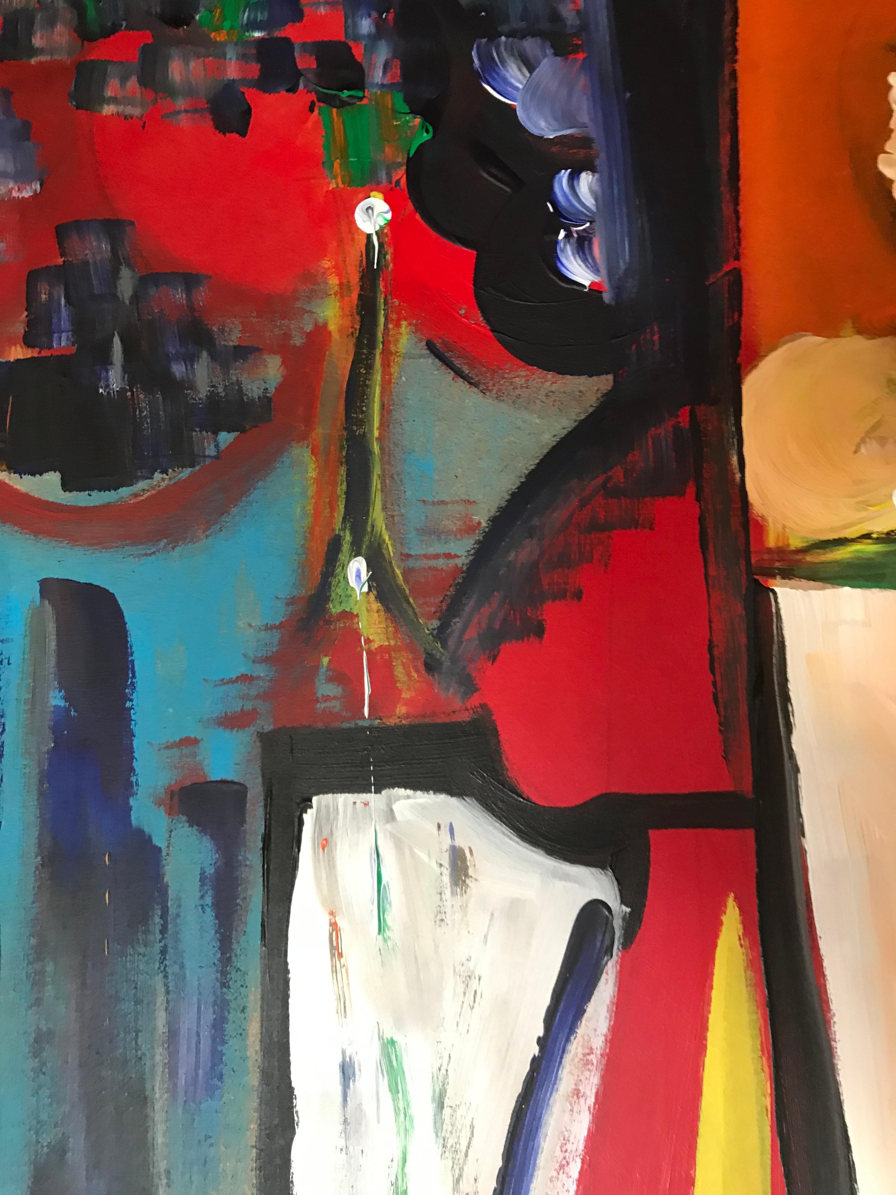 Roshan  Inside  Color  Factory of Cometas- original abstract  Vertical For Sale 7