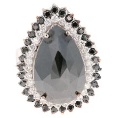 Roshe Jewels 11.43ct Black and White Diamond Cocktail Ring in 18K White Gold