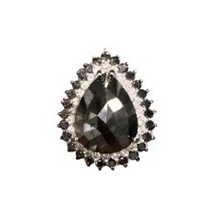 Roshe Jewels 11.43ct Black and White Diamond Cocktail Ring in 18K White Gold