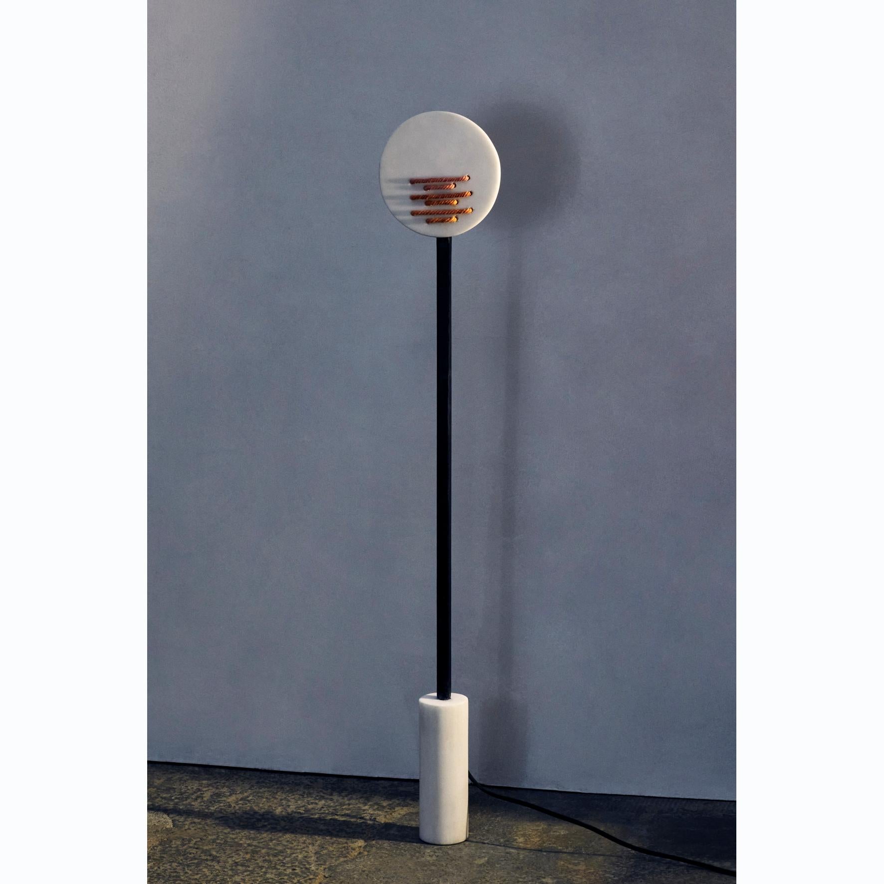 French Roshnee Lamp, a Marble and Dyed Wood Floor Lamp, Matang and Natasha Sumant For Sale