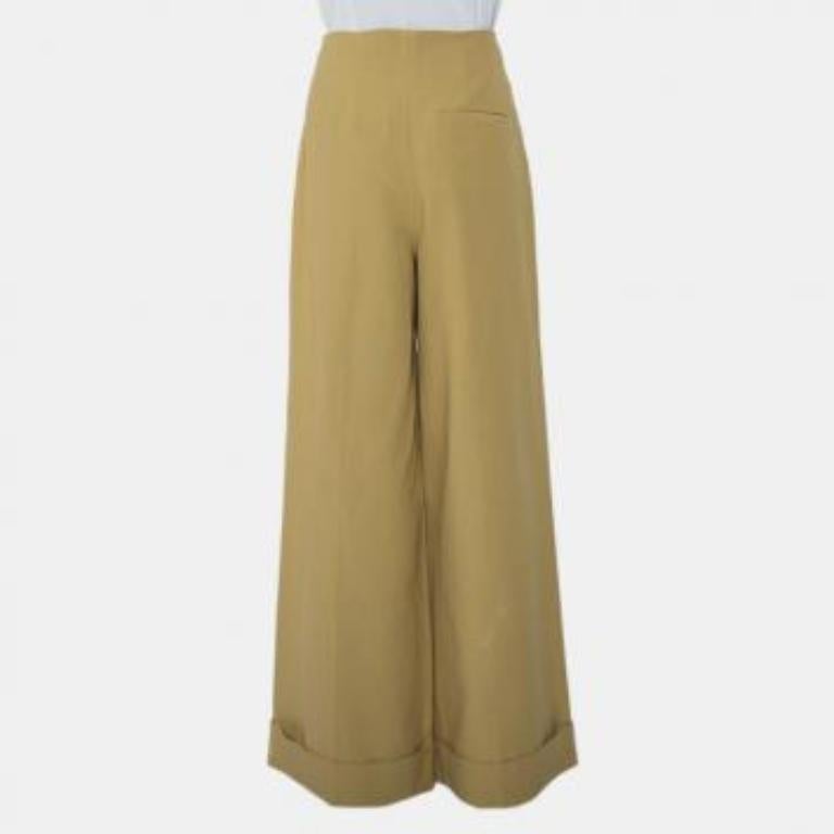 Rosie Assouiin Beige Cotton High Waist Busted Girdle Palazzo Pants M For Sale 4