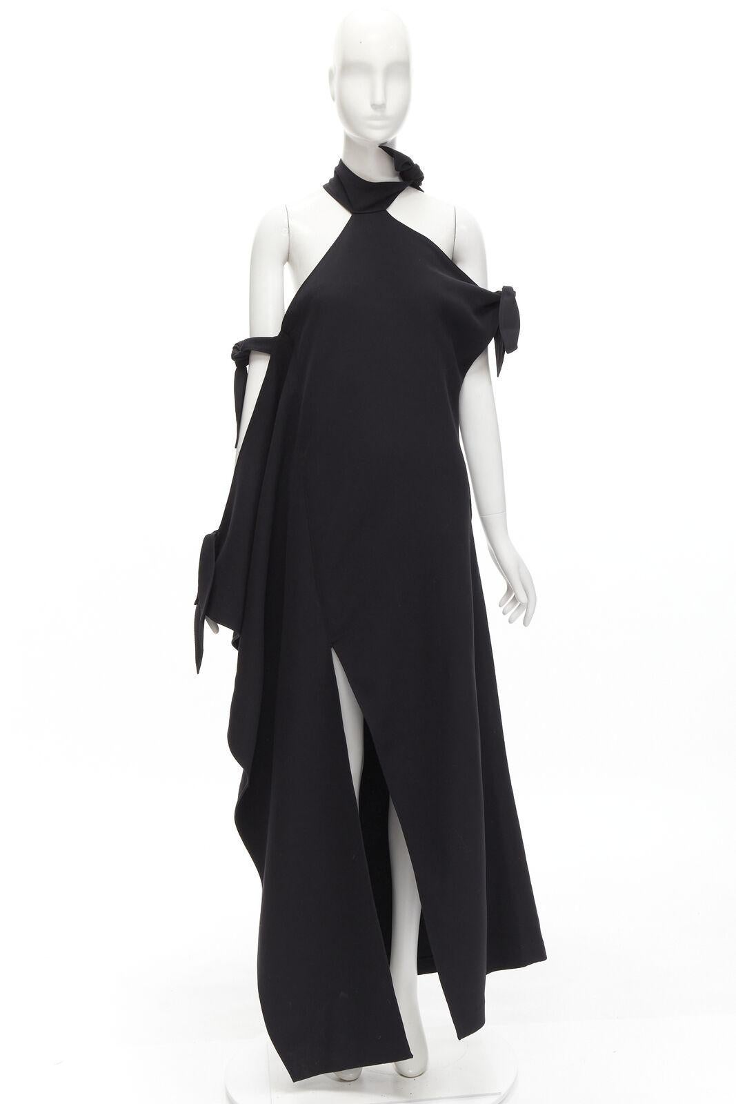ROSIE ASSOULIN 2015 Runway black cold shoulder high slit halter gown dress US2 S For Sale 7