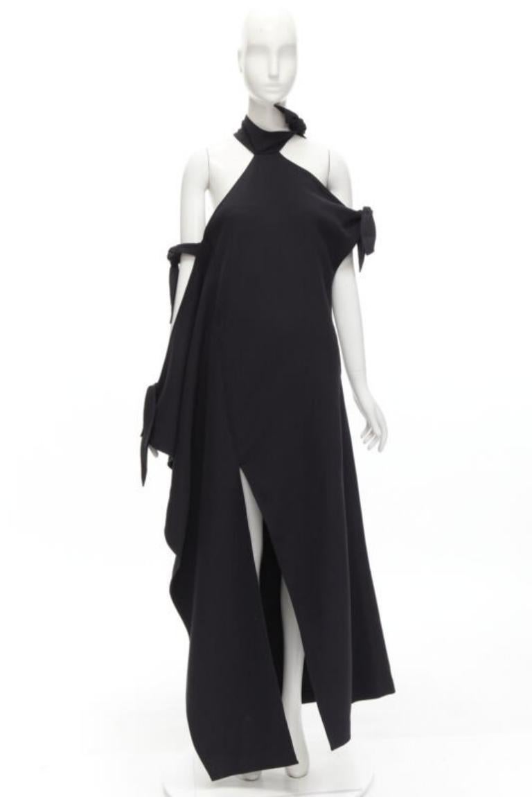 ROSIE ASSOULIN 2015 Pasarela negro hombros fríos abertura alta vestido halter US2 S en venta 7