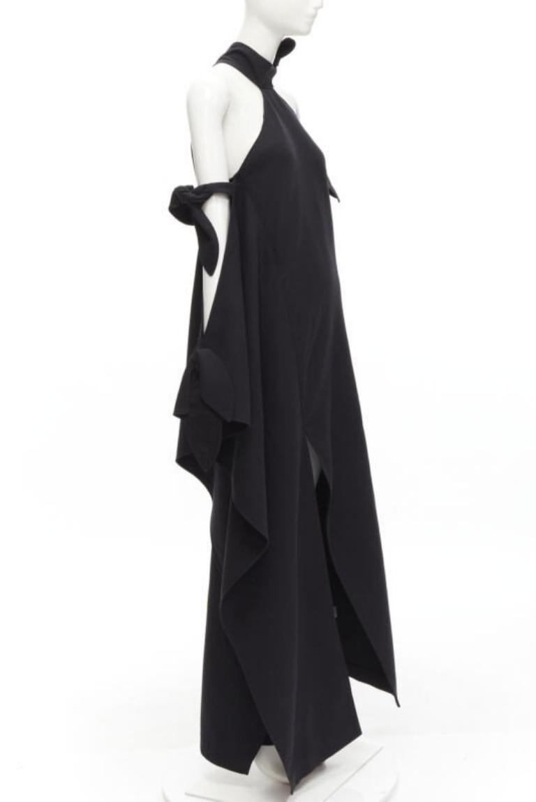 ROSIE ASSOULIN 2015 Pasarela negro hombros fríos abertura alta vestido halter US2 S Negro en venta