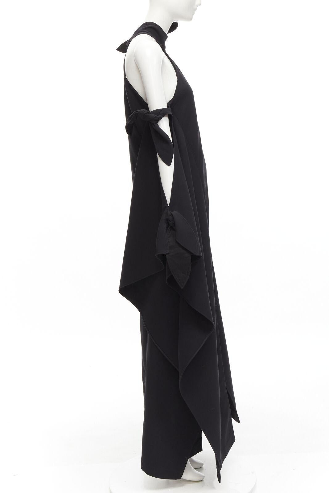 ROSIE ASSOULIN 2015 Runway black cold shoulder high slit halter gown dress US2 S In Excellent Condition For Sale In Hong Kong, NT