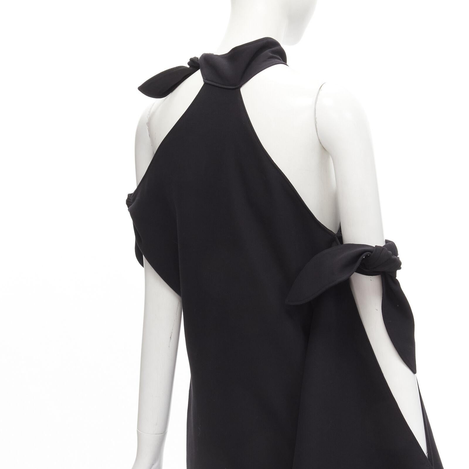 ROSIE ASSOULIN 2015 Runway black cold shoulder high slit halter gown dress US2 S For Sale 2
