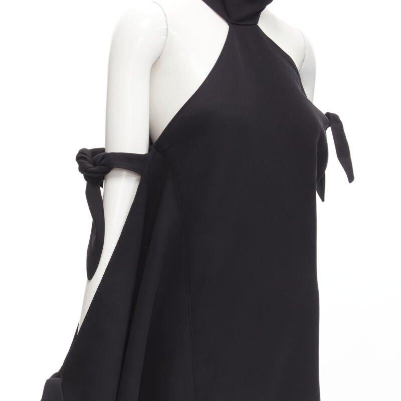 ROSIE ASSOULIN 2015 Pasarela negro hombros fríos abertura alta vestido halter US2 S en venta 3