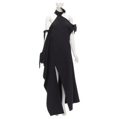 ROSIE ASSOULIN 2015 Laufsteg Schwarzes Kleid mit hohem Schlitz und kalten Schultern US2 S