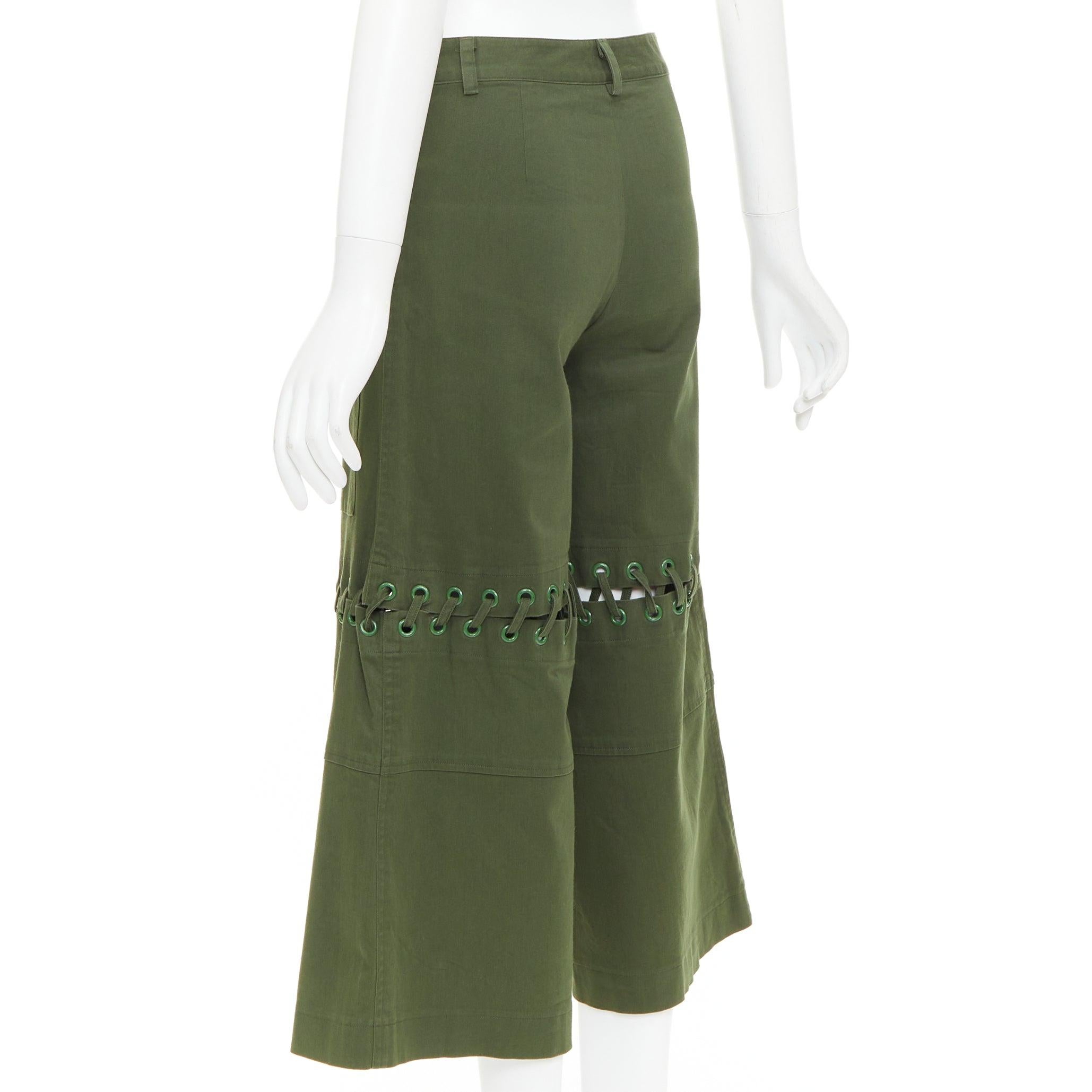 ROSIE ASSOULIN grün geöste Spitze gewebt Knie Culotte Hose US2 S im Angebot 1
