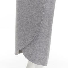 ROSIE ASSOULIN grey wool minimal curved petal high-waisted midi skirt US2 XS