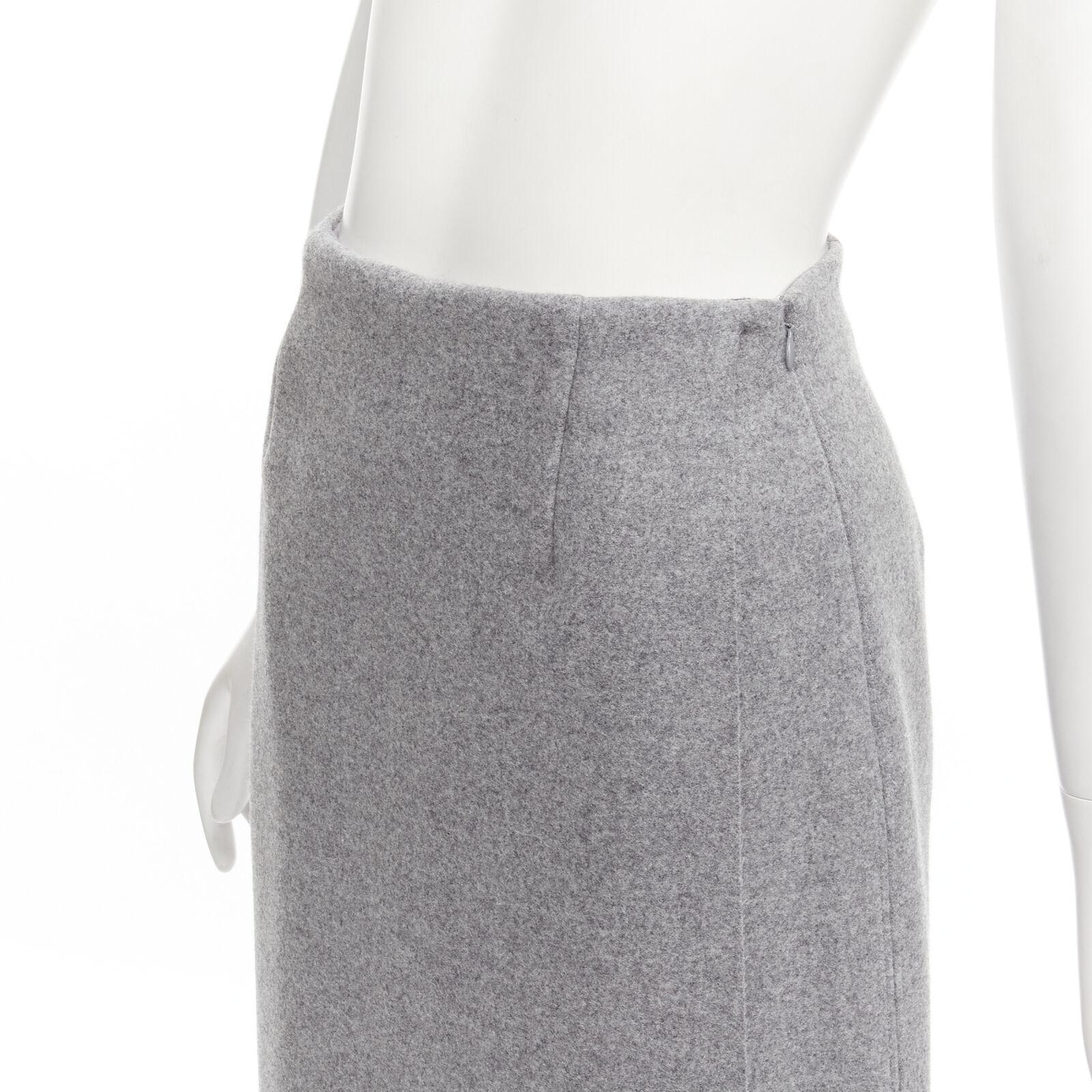 ROSIE ASSOULIN grey wool minimal curved petal high-waisted midi skirt US2 XS For Sale 2