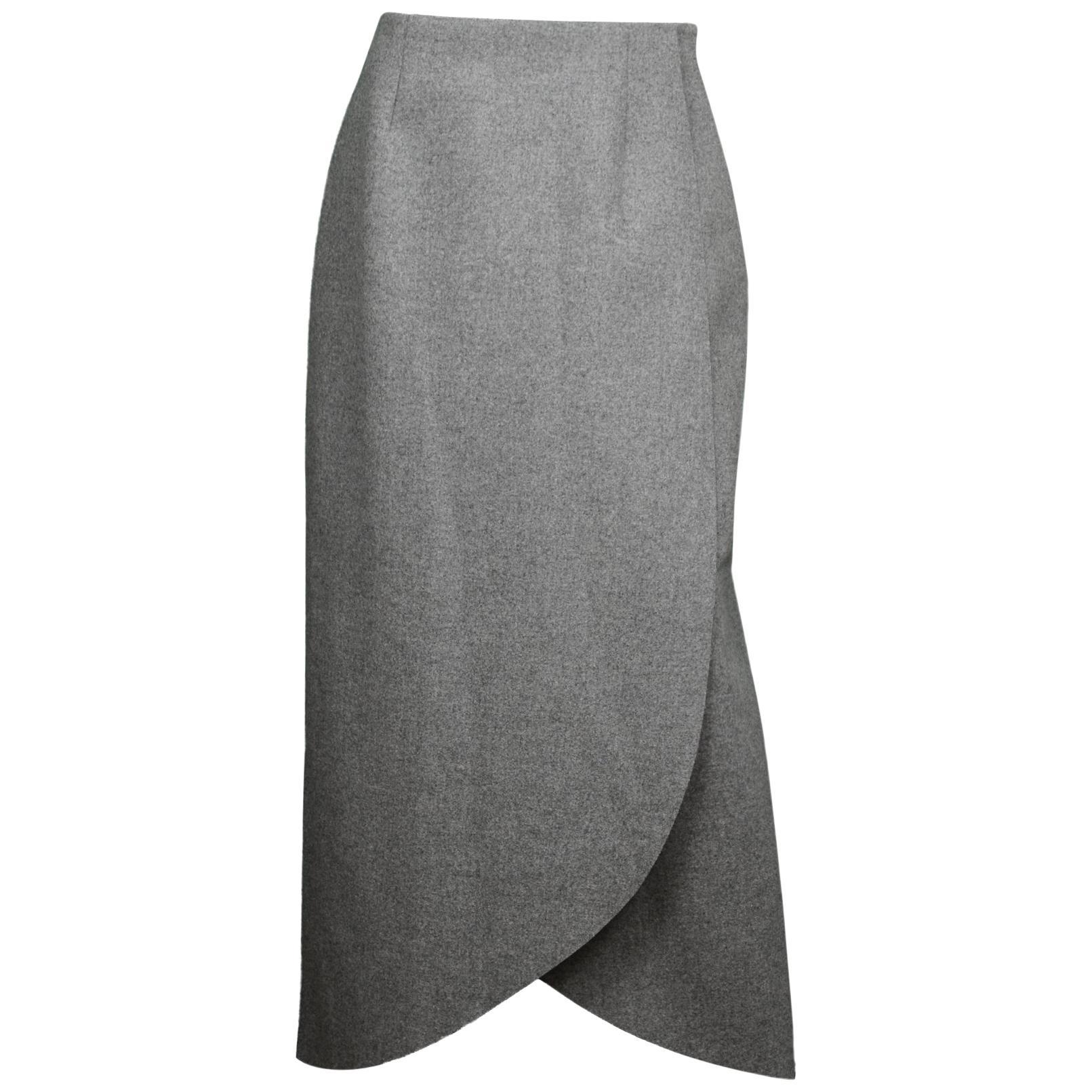 Rosie Assoulin Grey Wrap Wool-Flannel Maxi Skirt NWT Sz 10