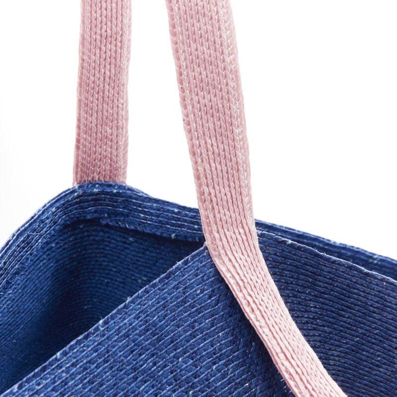 ROSIE ASSOULIN Jug sculptural pink blue flared raffia woven basket bag For Sale 5