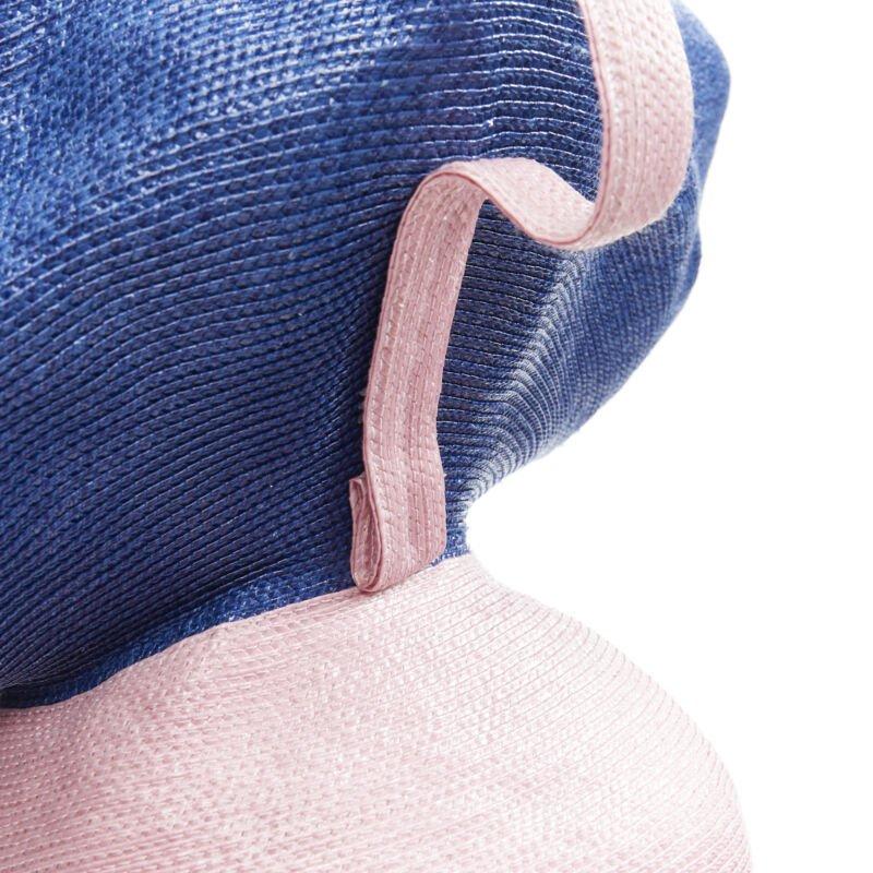 ROSIE ASSOULIN Jug sculptural pink blue flared raffia woven basket bag For Sale 3