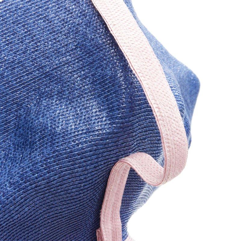 ROSIE ASSOULIN Jug sculptural pink blue flared raffia woven basket bag For Sale 4