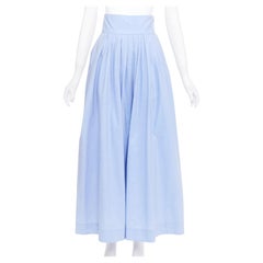 ROSIE ASSOULIN light blue cotton cut out back pleated midi full skirt US0 XS
